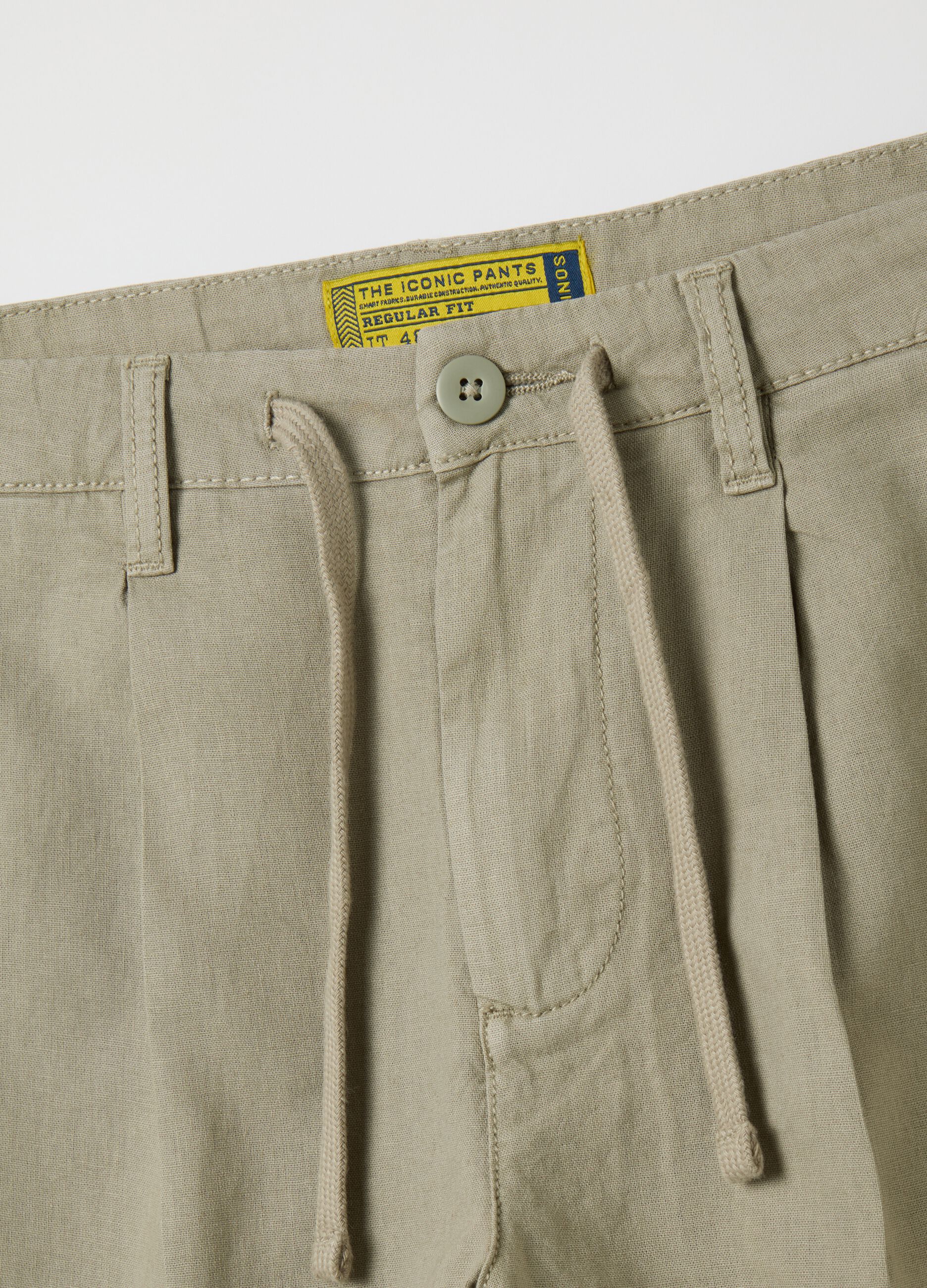 Short da uomo in misto lino beige regular fit