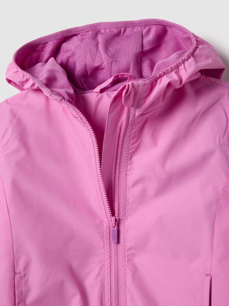 Girls' pink regular fit jacket with full zip and hood_2