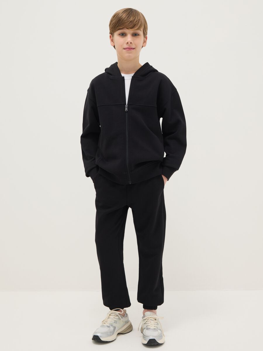 Pantaloni jogger neri da ragazzo in puro cotone regular fit_0