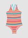Girls&rsquo; multicolour striped stretchy one-piece swimsuit_0