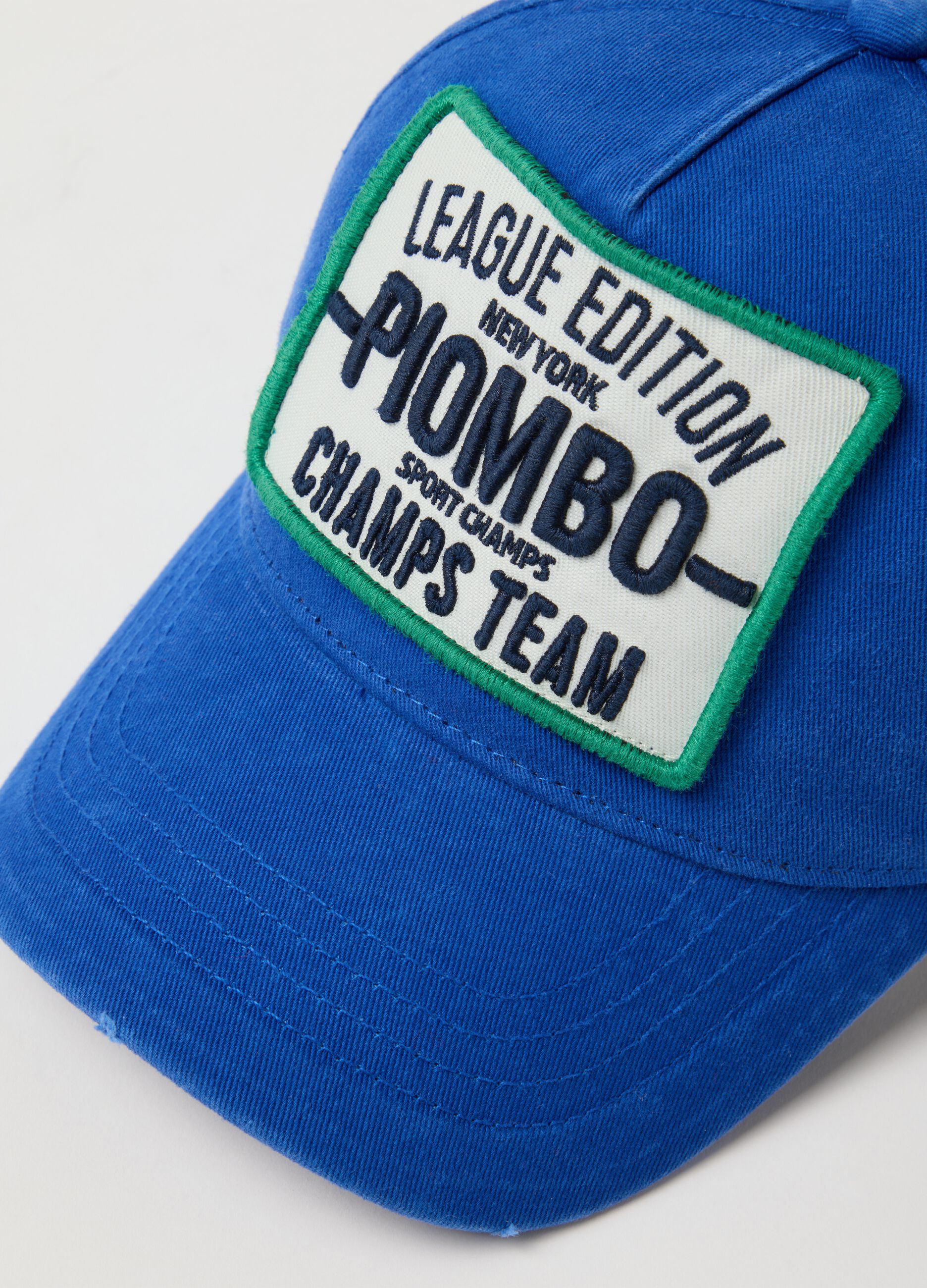 Children's blue pure cotton baseball cap with patch
