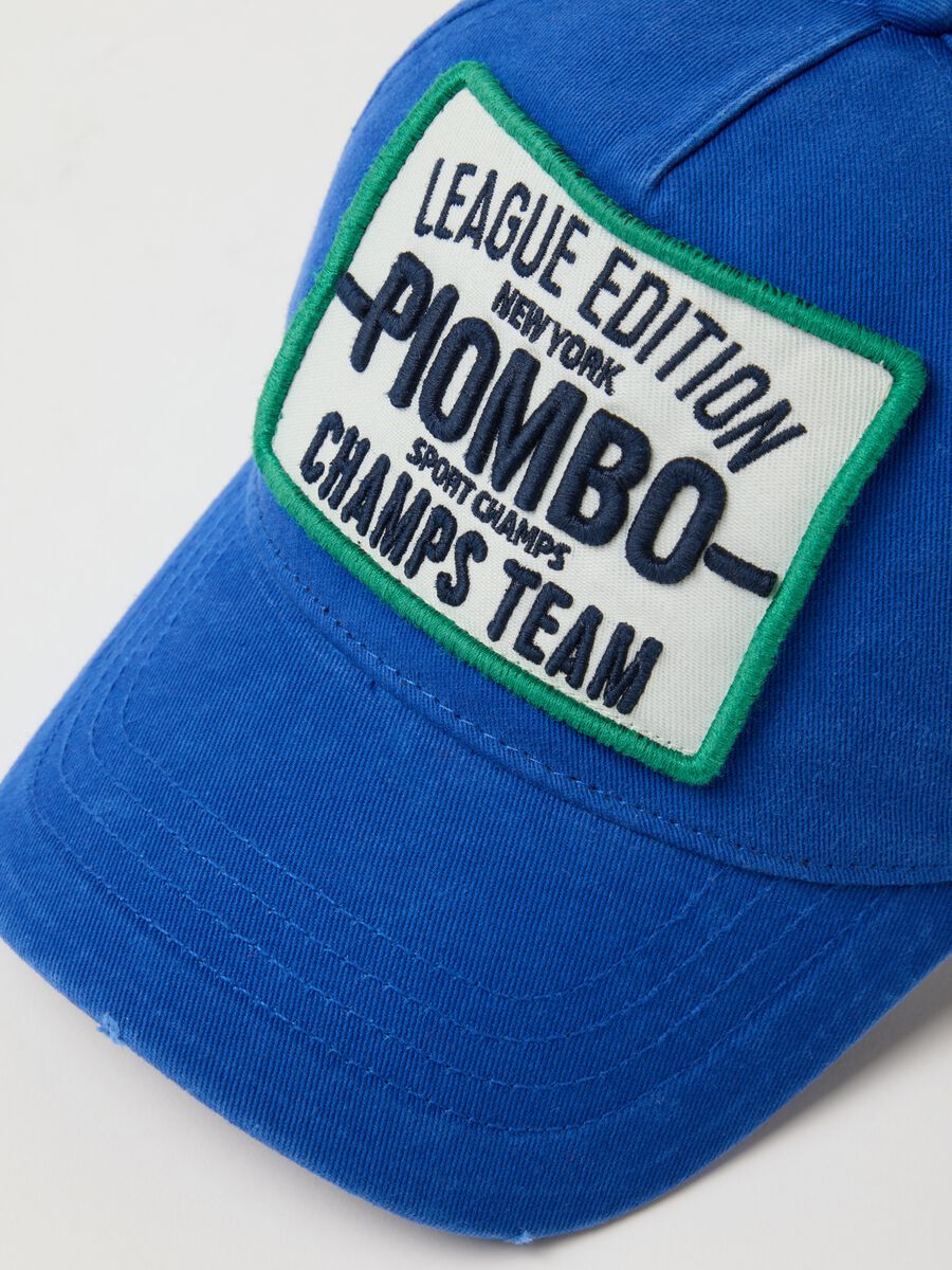 Cappello da baseball in puro cotone blu da bambino con patch_3