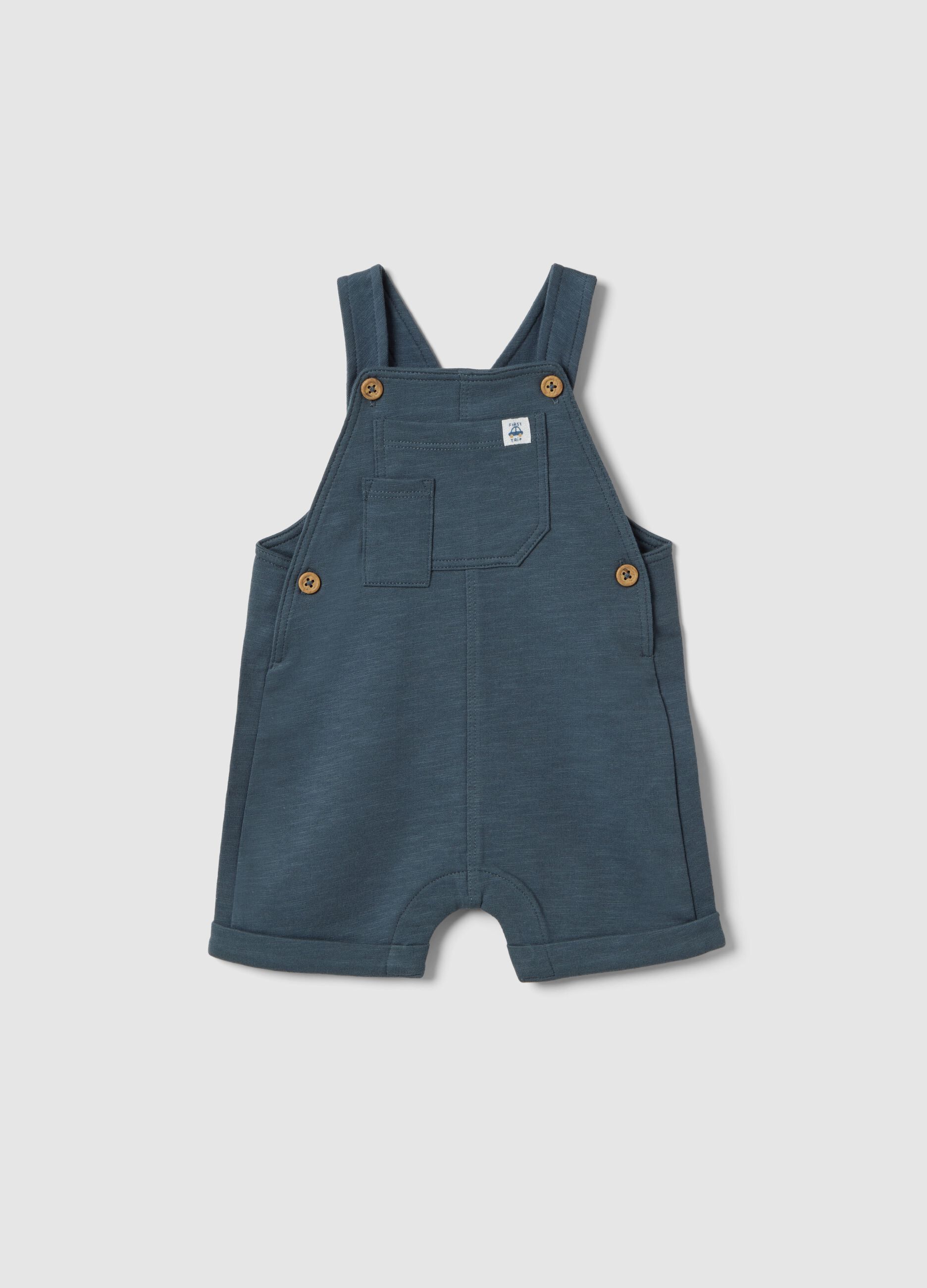 Salopette in puro cotone blu da neonato regular fit