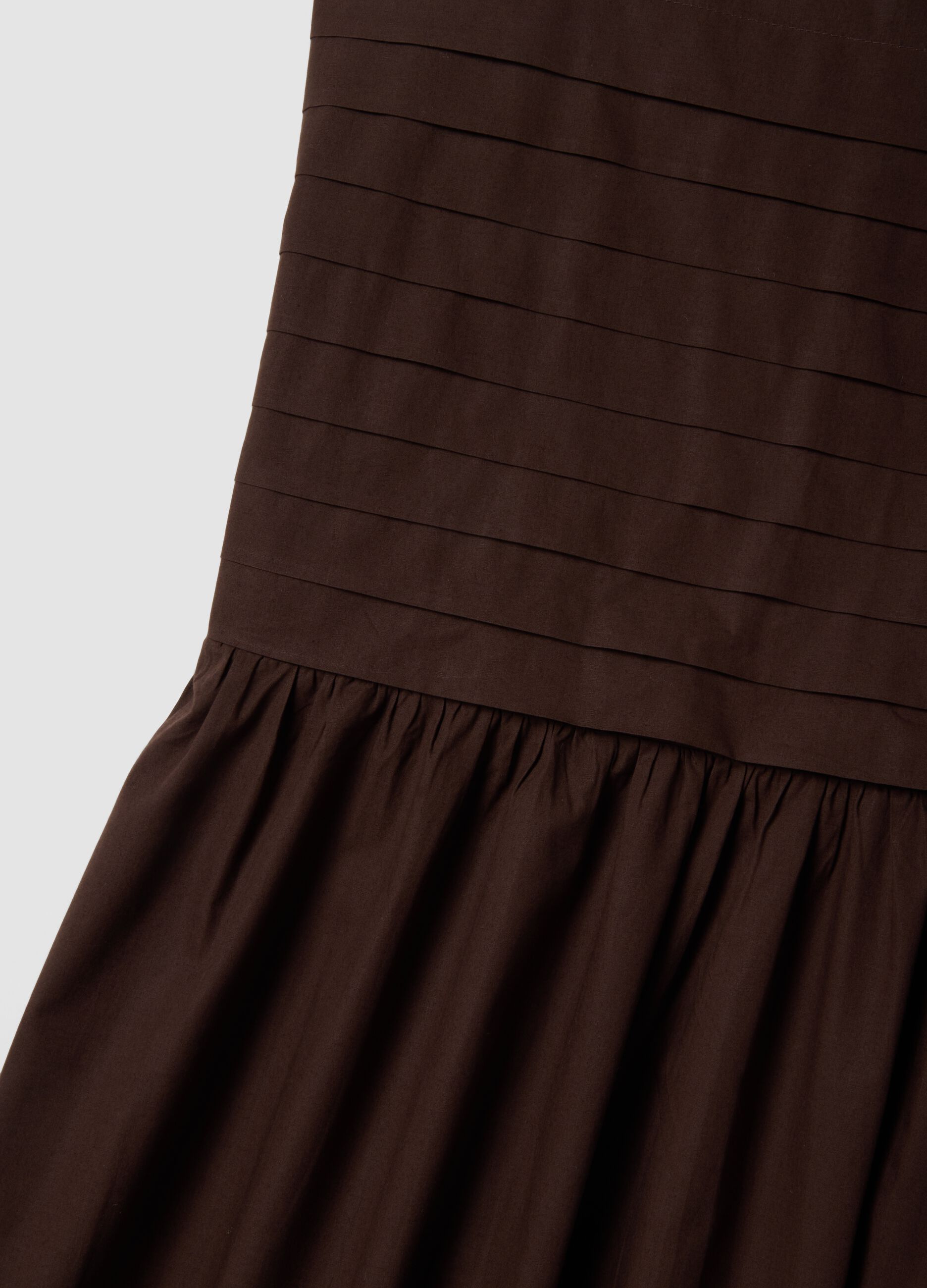 Sleeveless dress in pure brown cotton regular fit