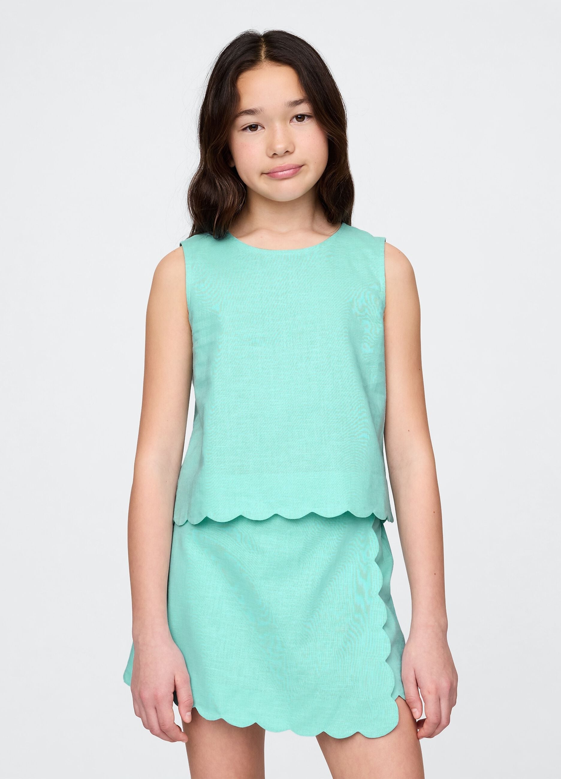 Sea green top with wave trim