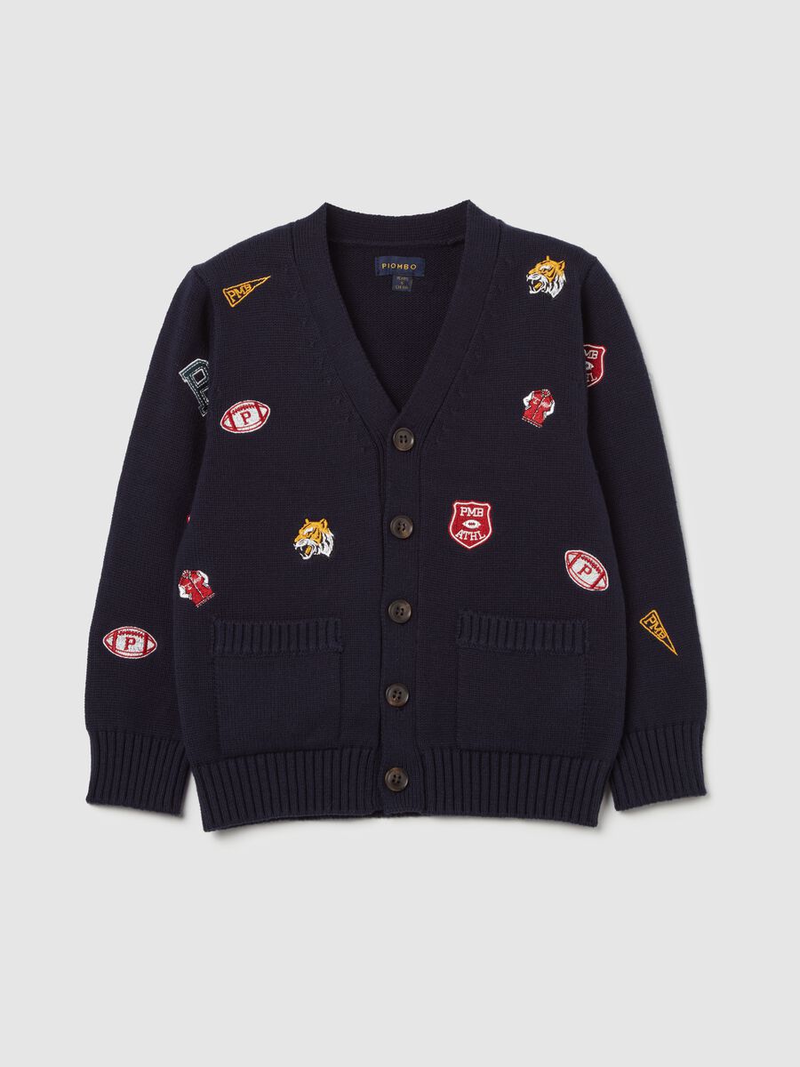 Cotton cardigan with V neck and embroidery_3