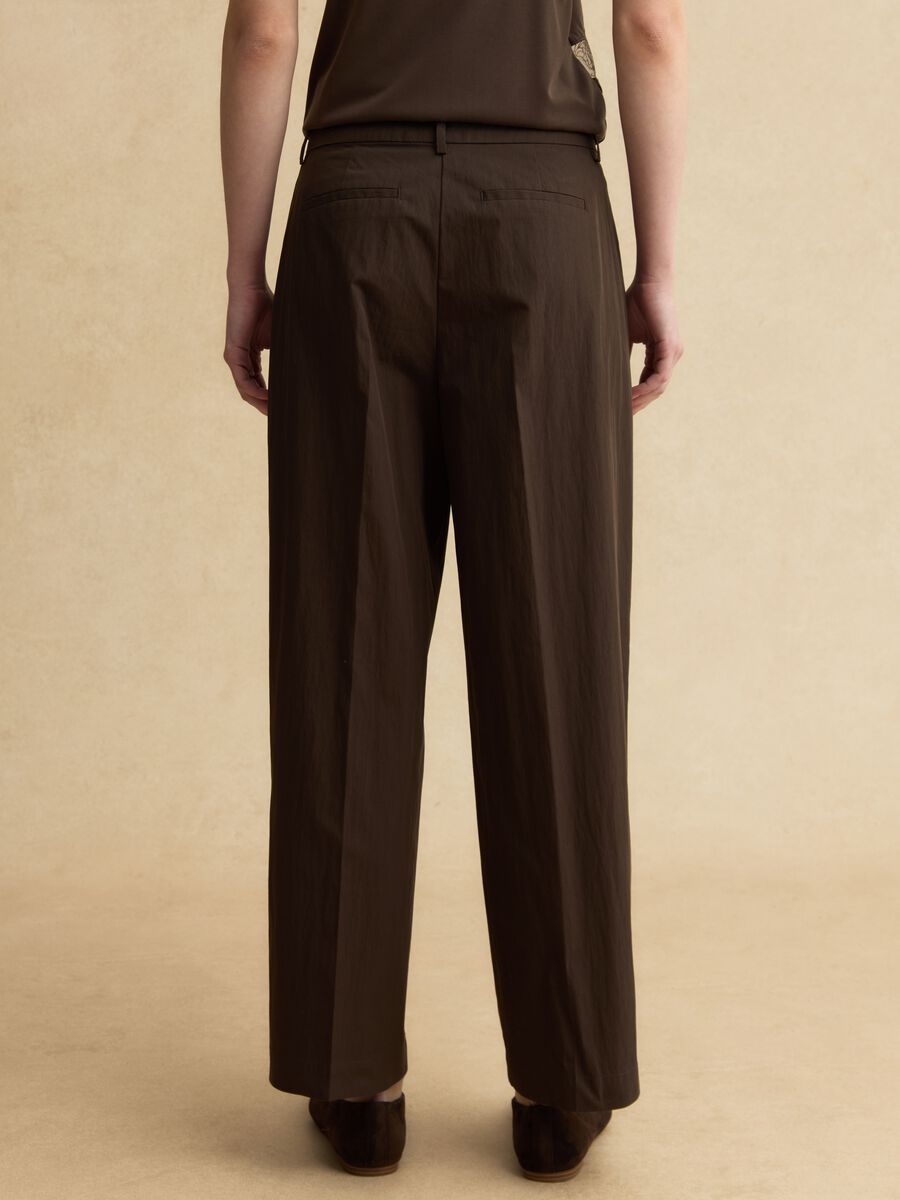 Pantaloni in misto cotone marroni straight fit_2