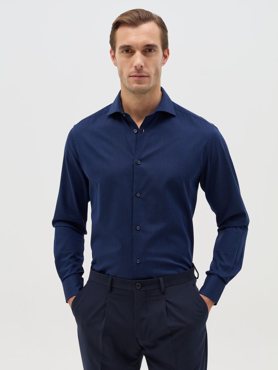Regular-fit easy-iron shirt with micro pattern_0
