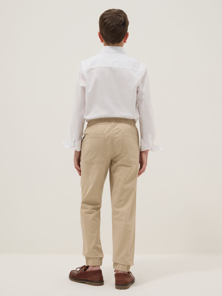 Boys' beige pure cotton jogger trousers regular fit_1