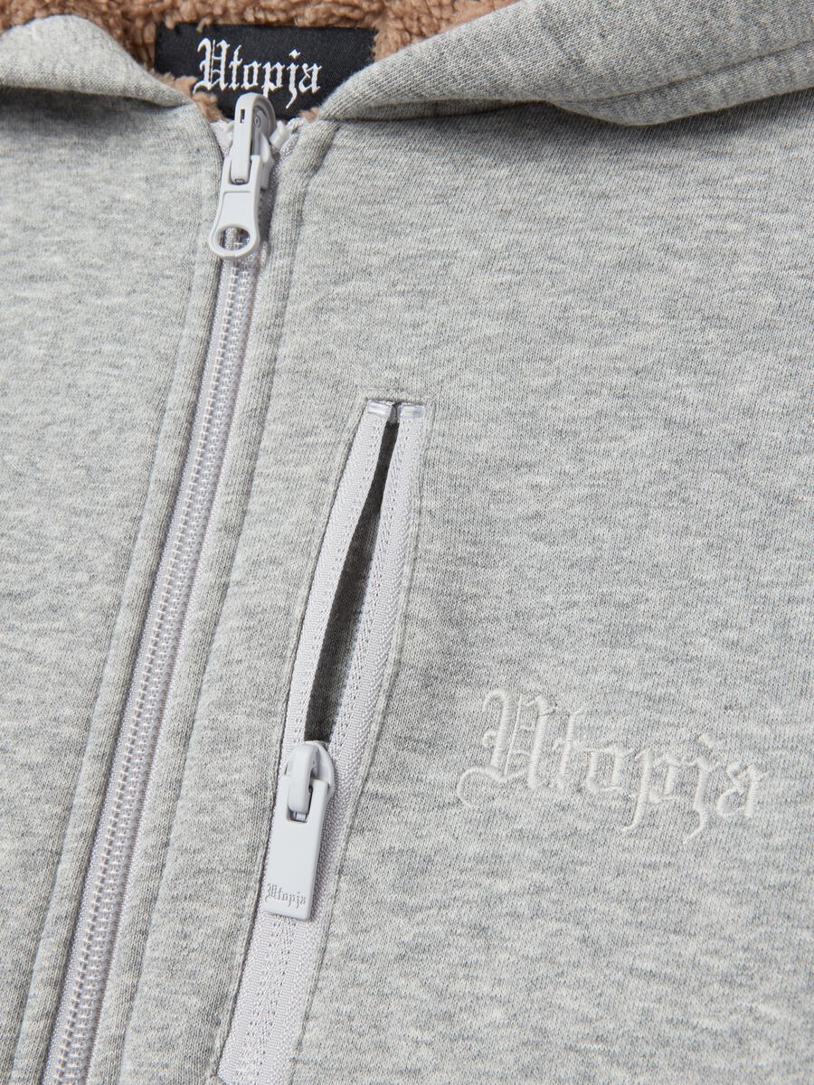 Teddy Zip Hoodie Grey Mélange_7