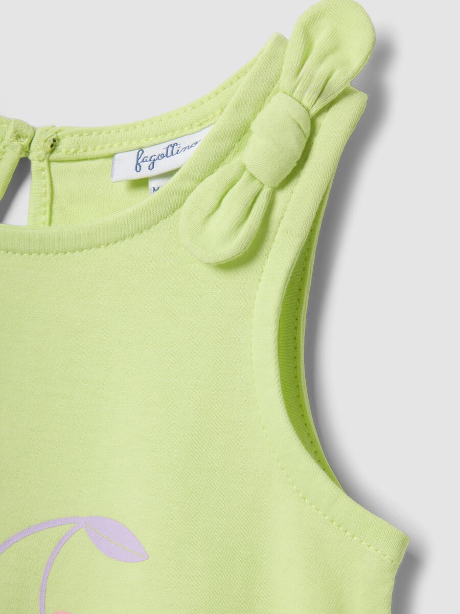 Girls' Regular Fit Green Cotton Vest with Cherries_2