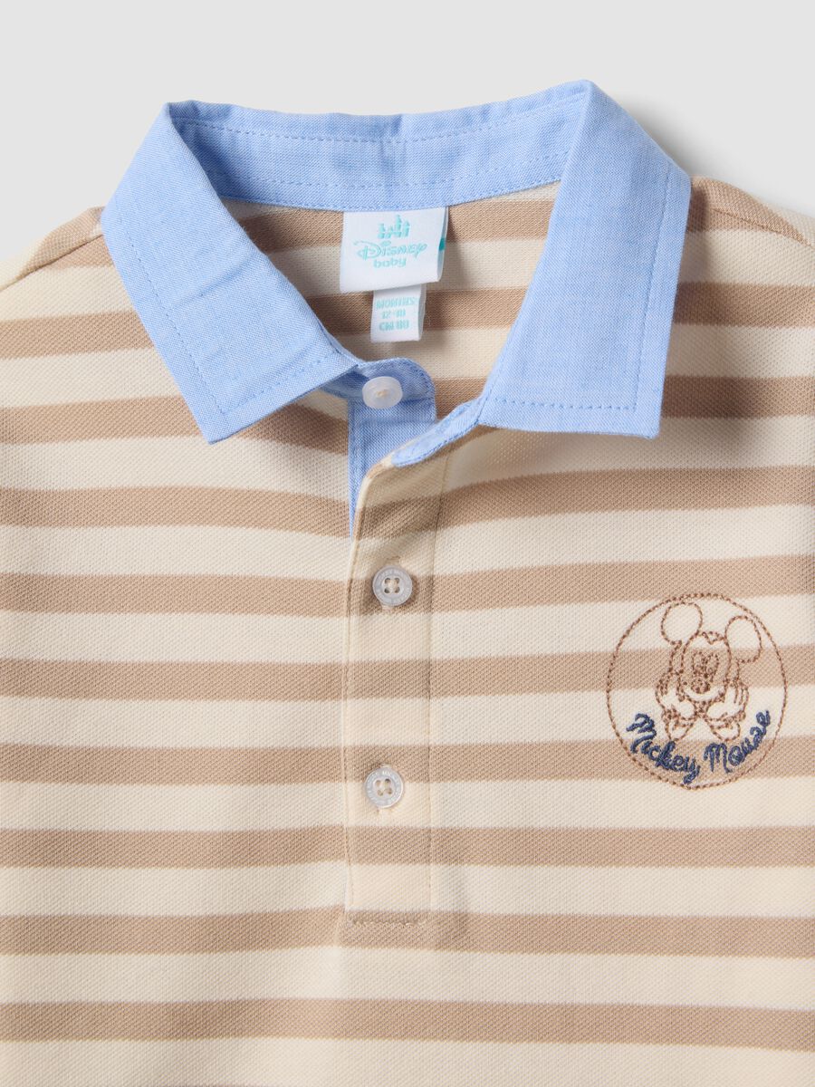 Multicolor Striped Stretch Cotton Polo with Mickey Mouse Embroidery_2