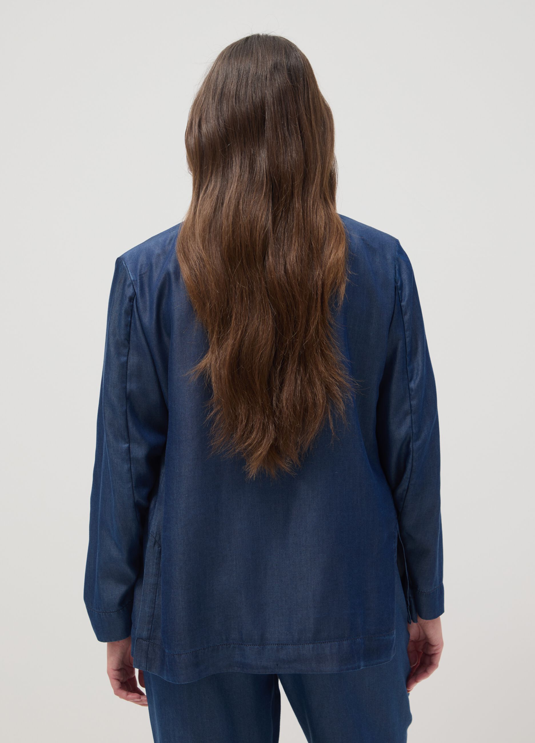 Blue regular fit lyocell blazer