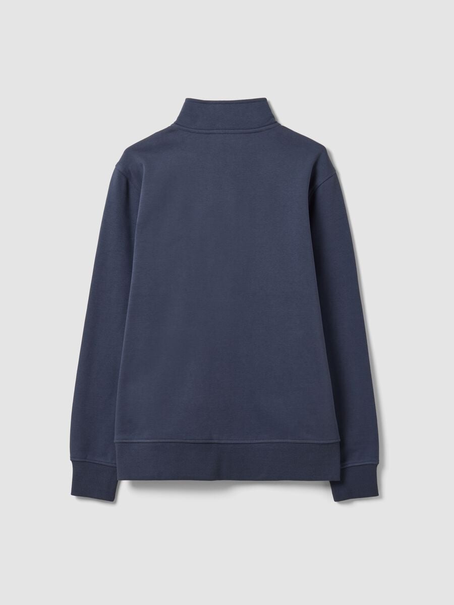 Felpa grigia in misto cotone con girocollo e zip regular fit_6