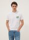 T-shirt bianca in puro cotone con stampa regular fit_0