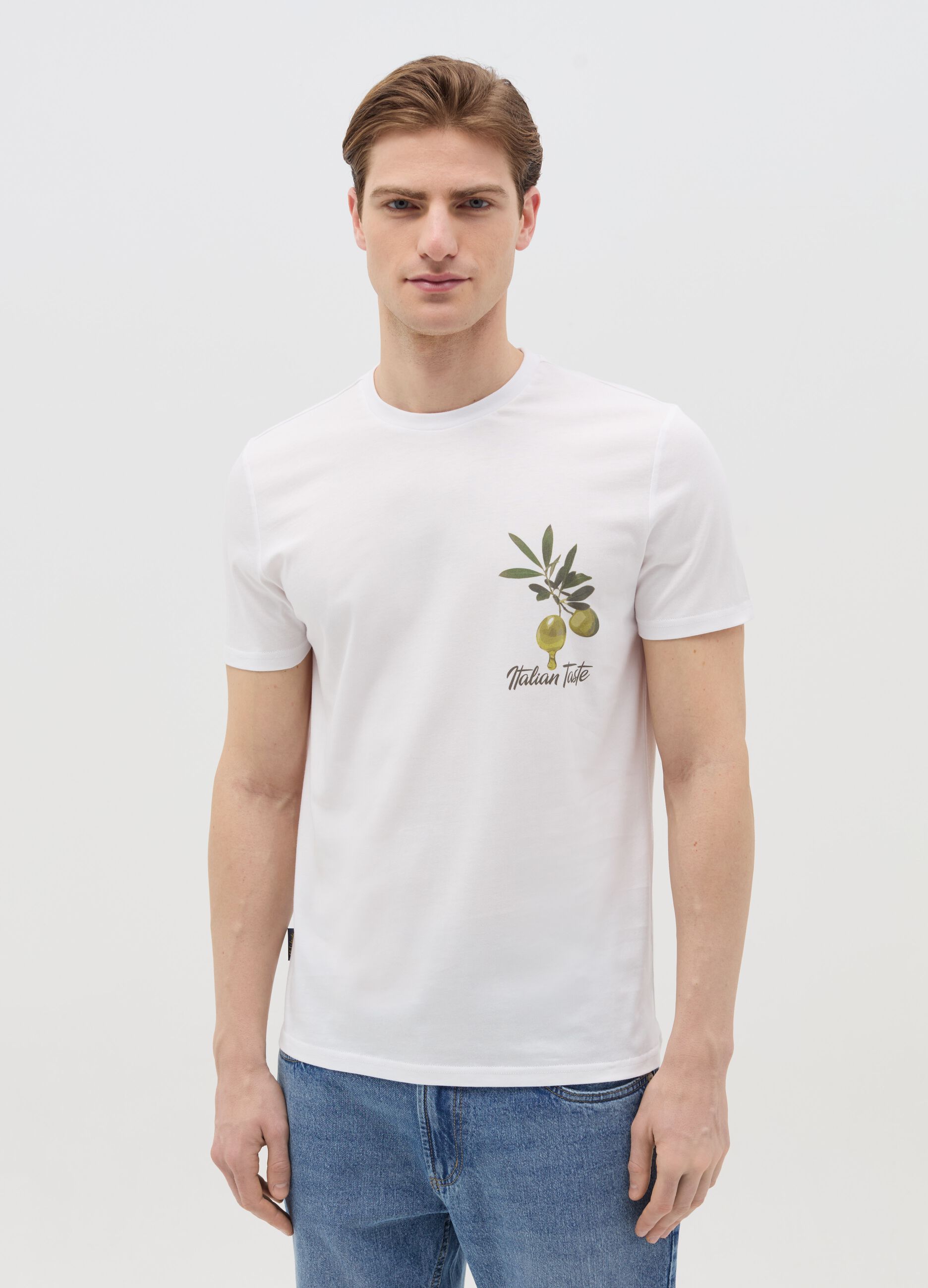 Cotton T-shirt with "Italian Taste" print