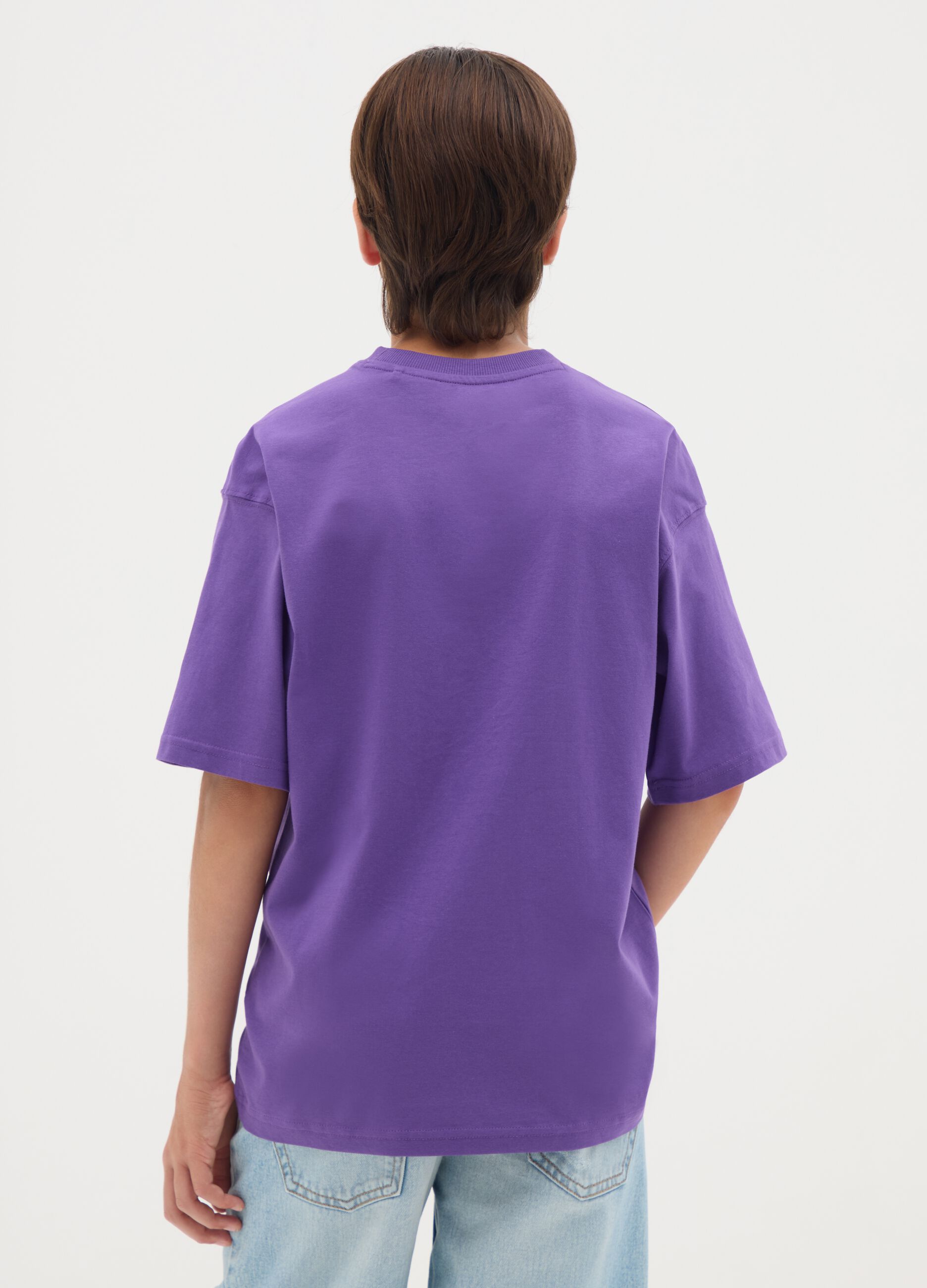 Boy's pure cotton purple T-shirt with regular fit