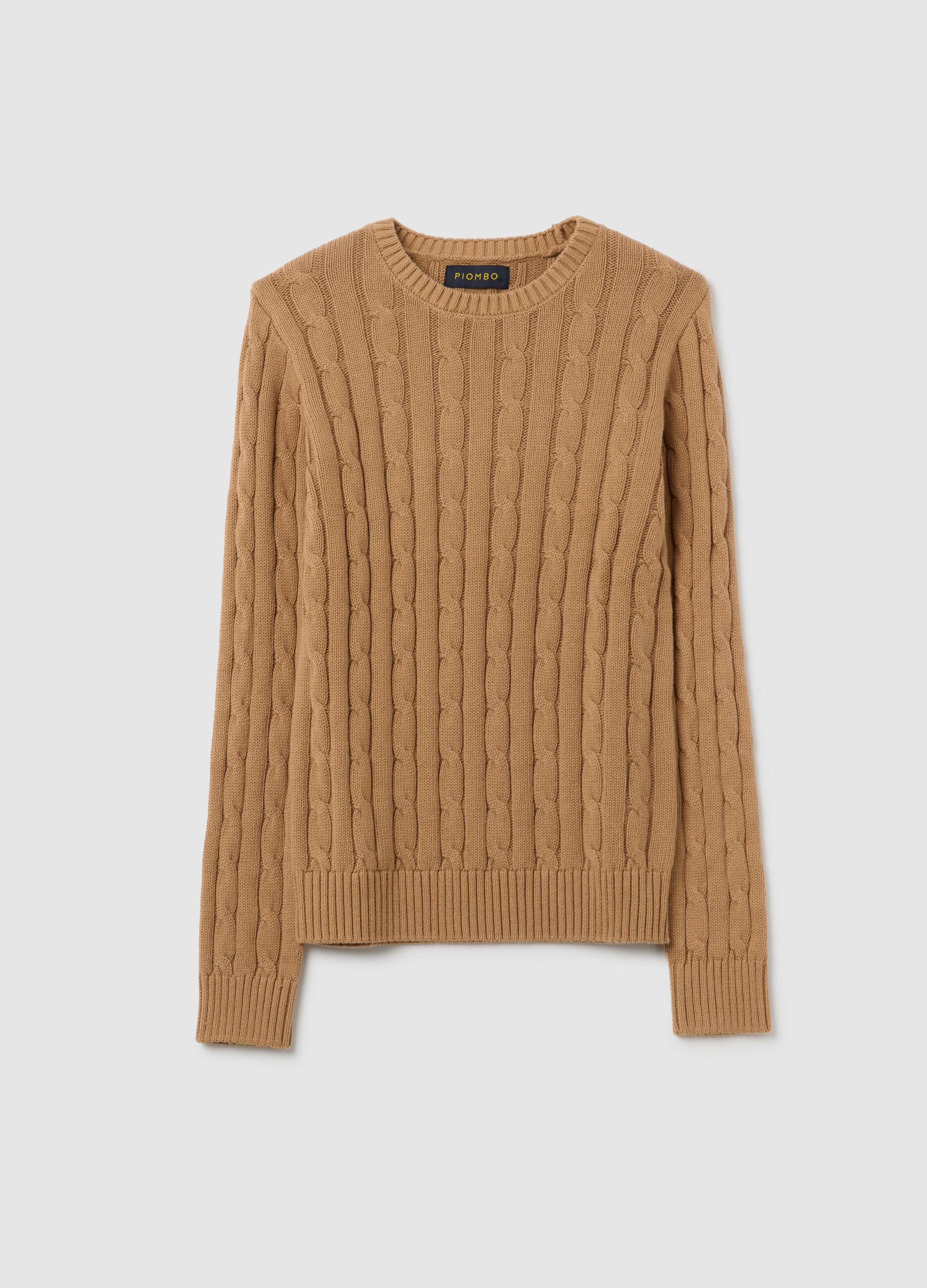 Beige pure cotton sweater, regular fit