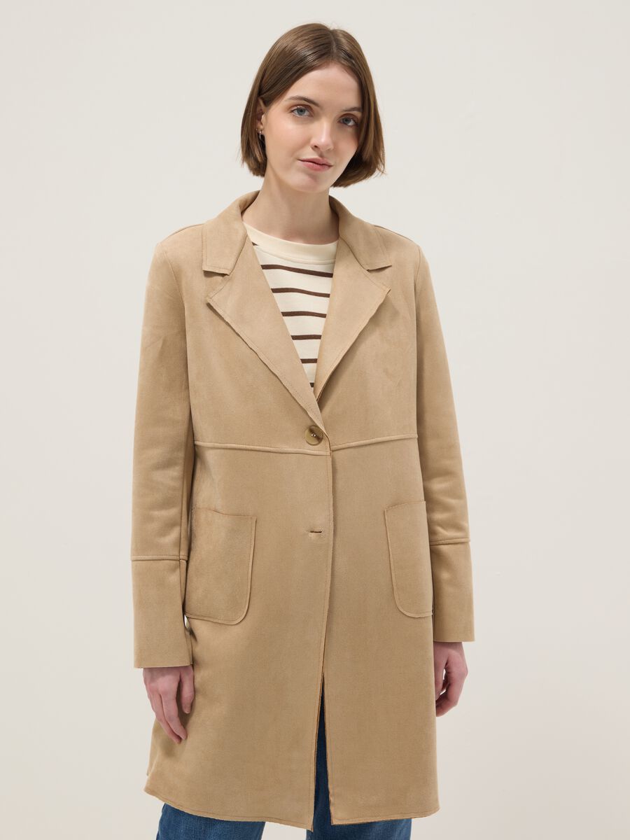 Regular fit beige lightweight jacket with large pockets_3