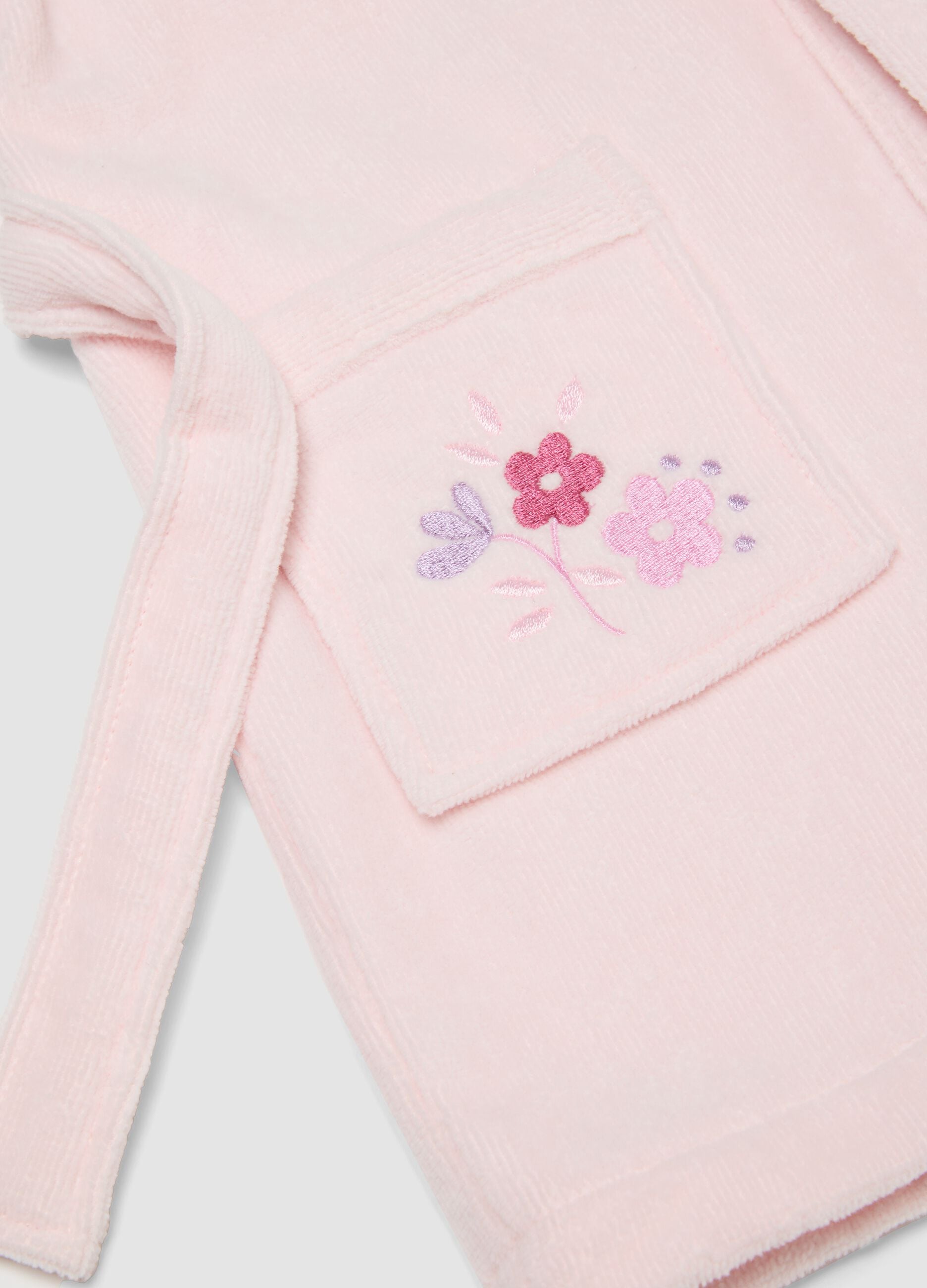Pink organic cotton hooded bathrobe for baby girls and toddlers