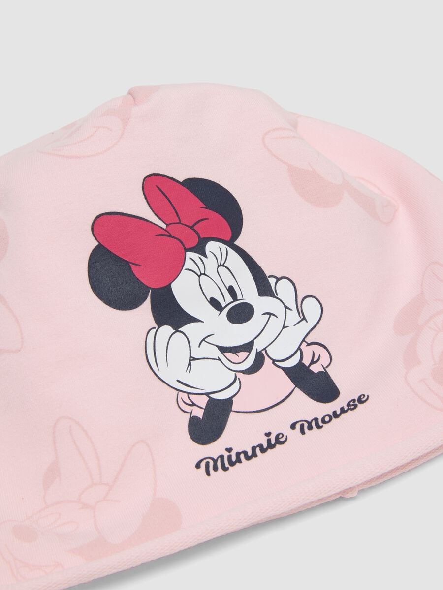 Pink stretch cotton Minnie print hat for girls_2