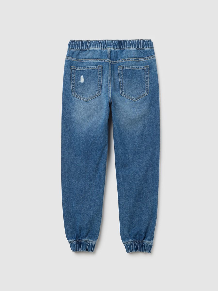 Joggers carrot fit in denim con coulisse_4