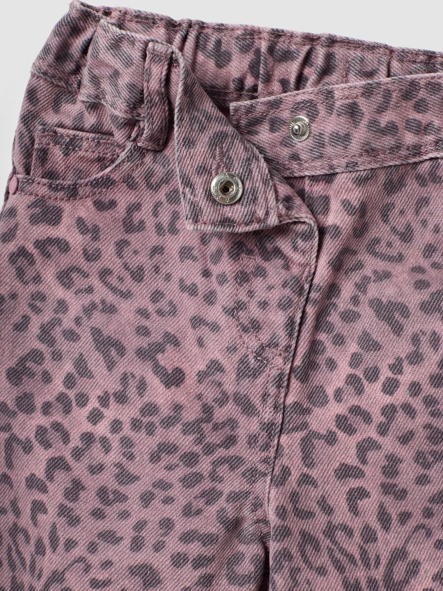 Pantaloni rosa leopardati in puro cotone per bimba regular fit_3