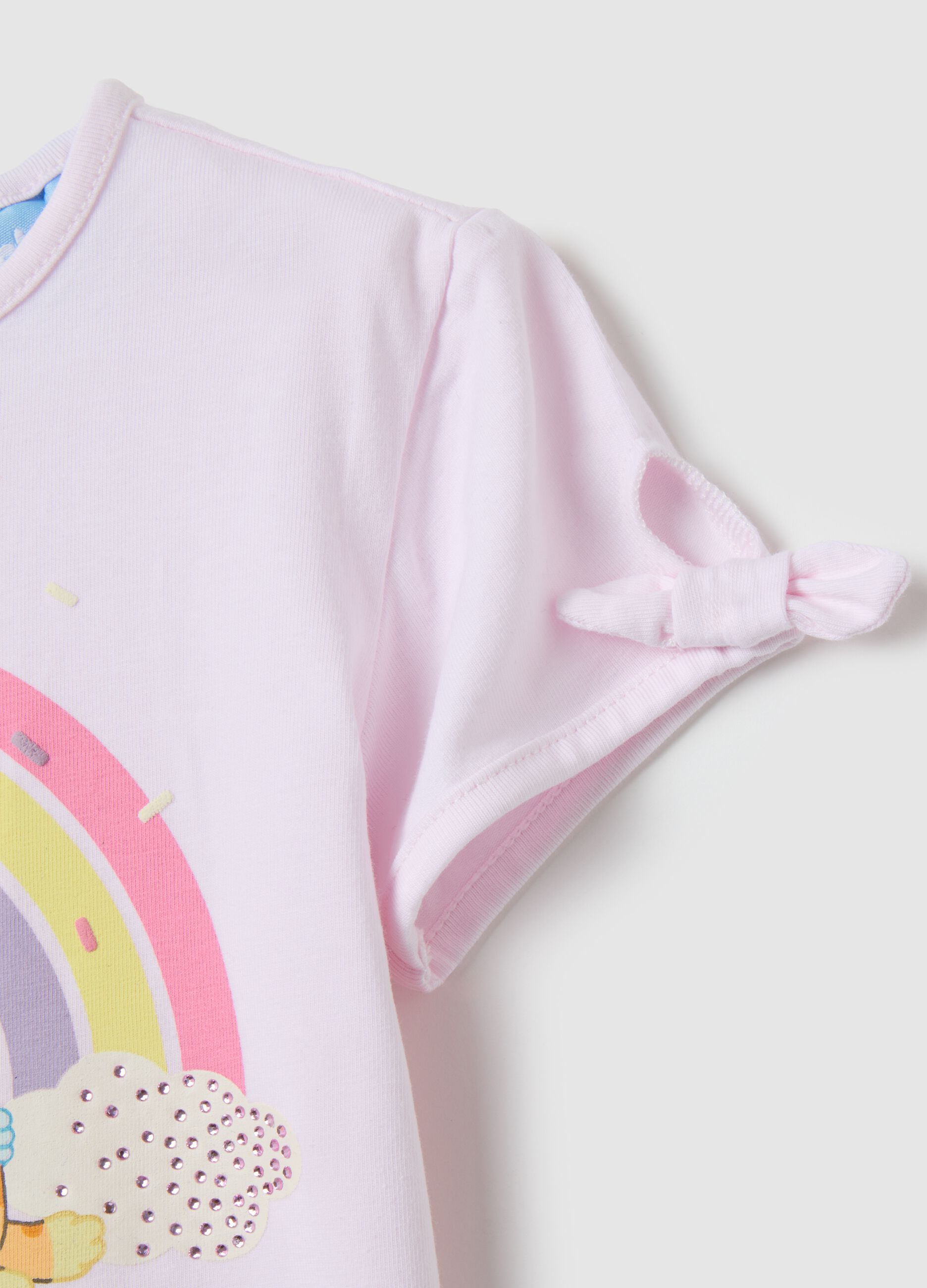 T-shirt da bambina in cotone rosa regular fit con stampe