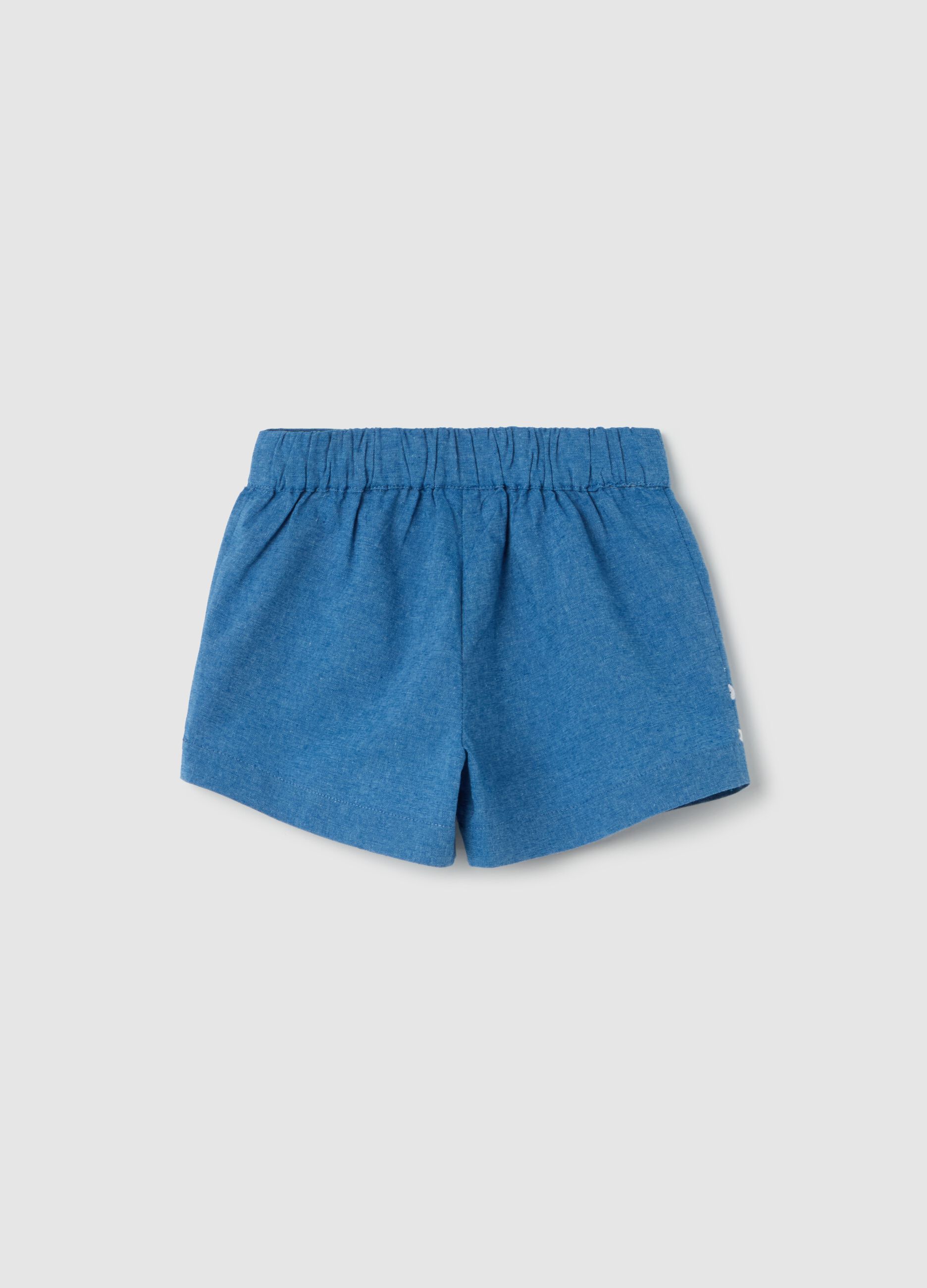 Cotton shorts with floral embroidery