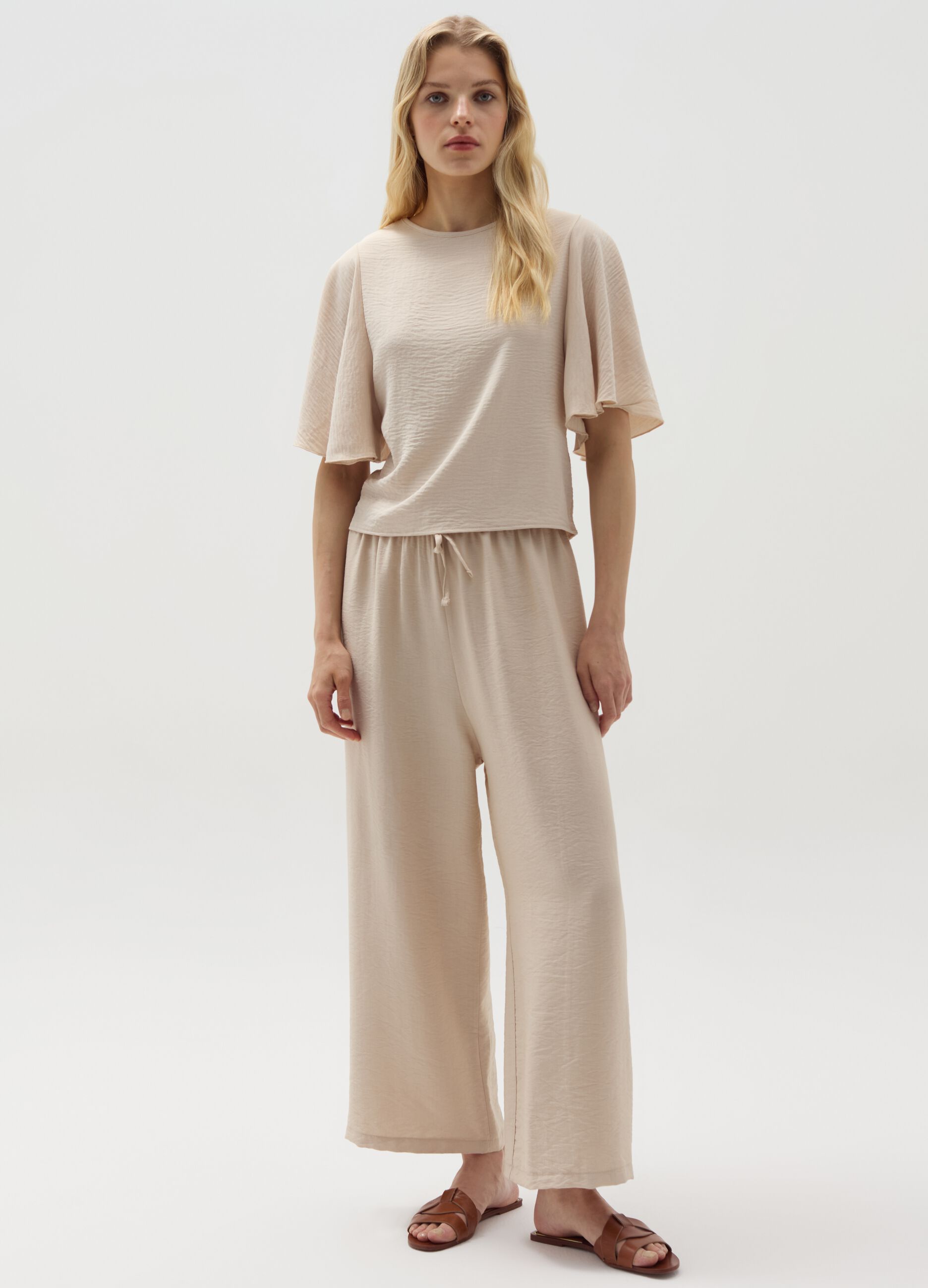 Ovs Pantalone wide leg in crêpe