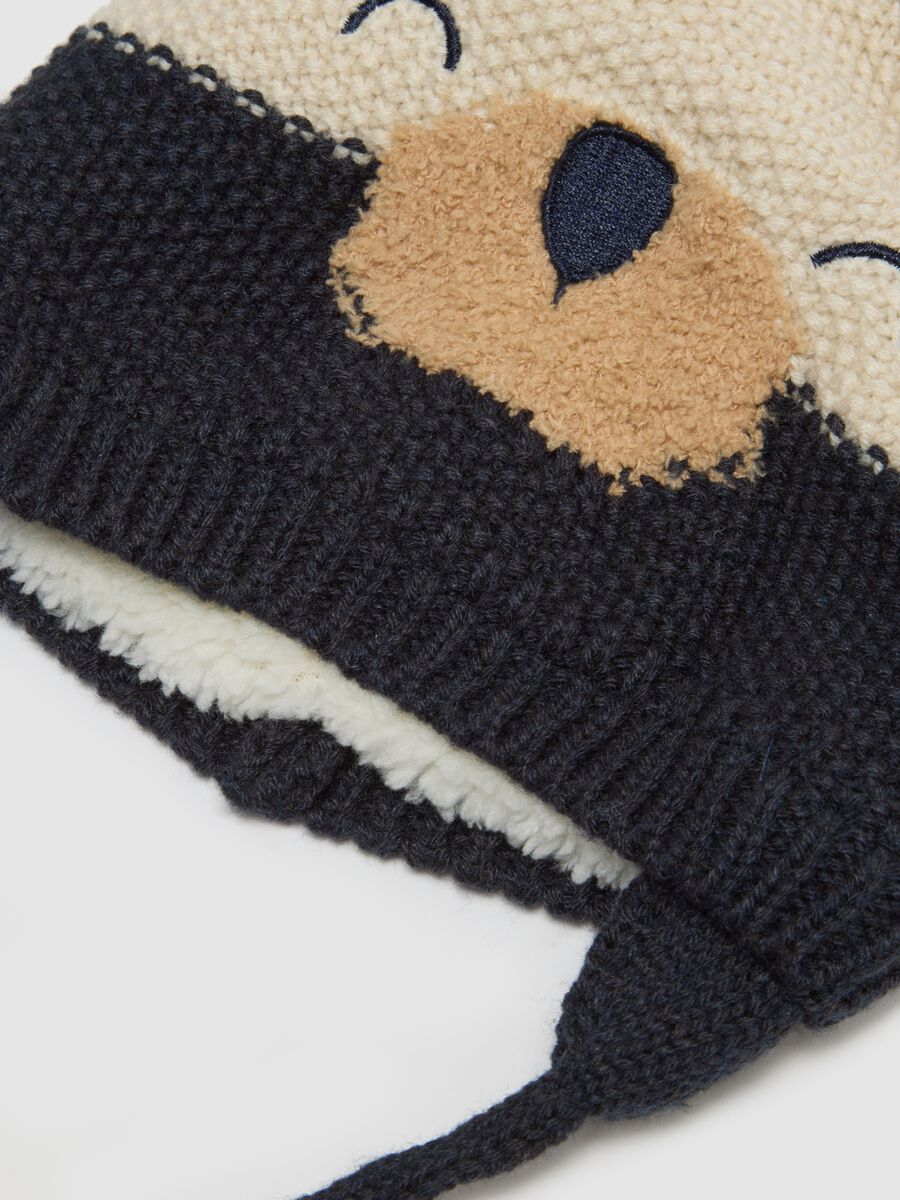 Multicolour children's hat with teddy bear_2