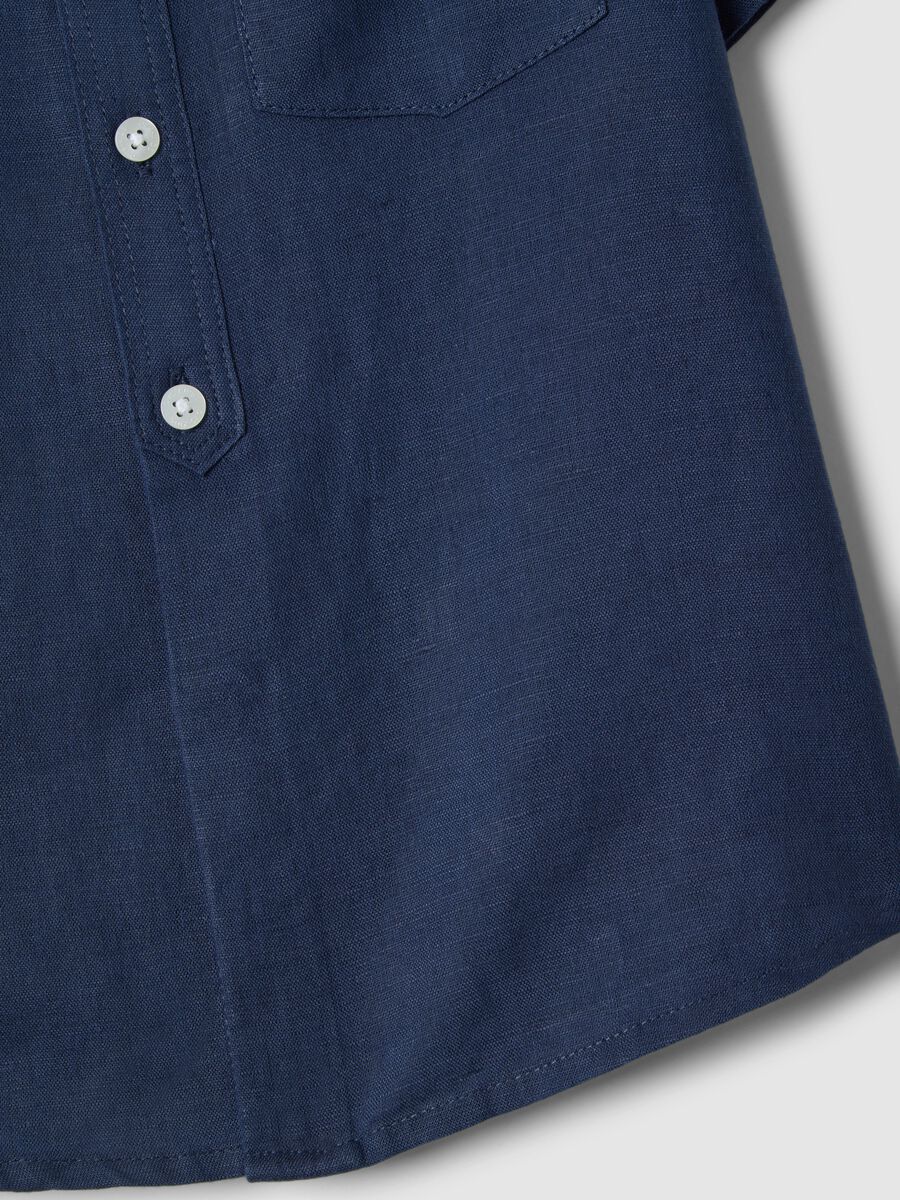 Camicia in misto lino e cotone blu da bambino regular fit_3