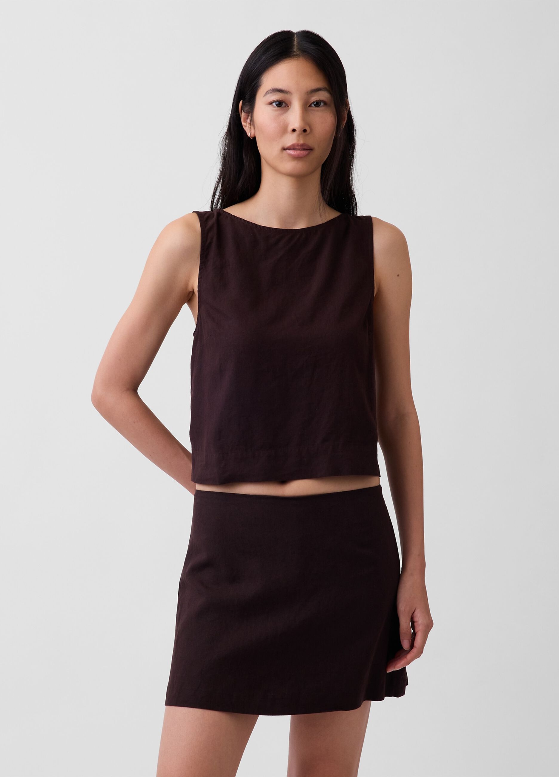 Linen-blend tank top