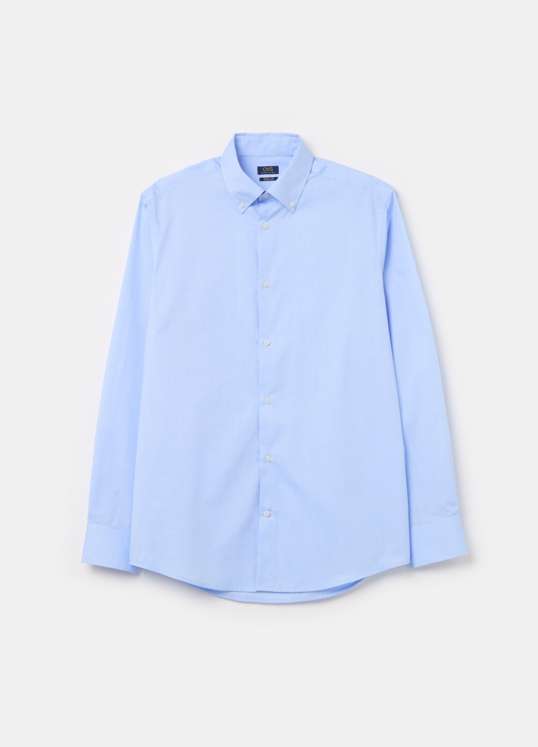 Camicia uomo manica lunga in cotone azzurro