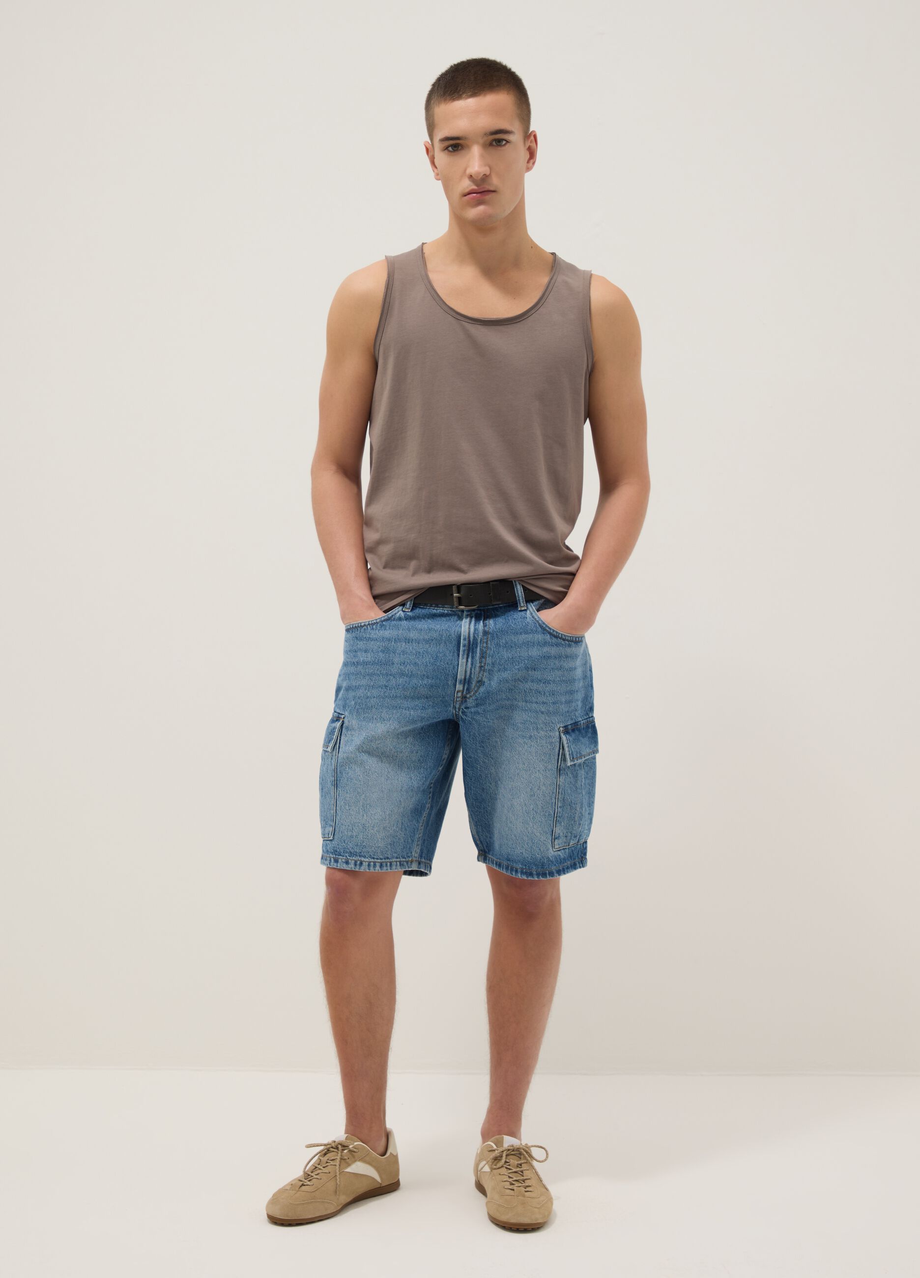 Grey pure cotton vest top