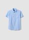 Boys&rsquo; light blue short-sleeve linen-cotton blend shirt, regular fit_0