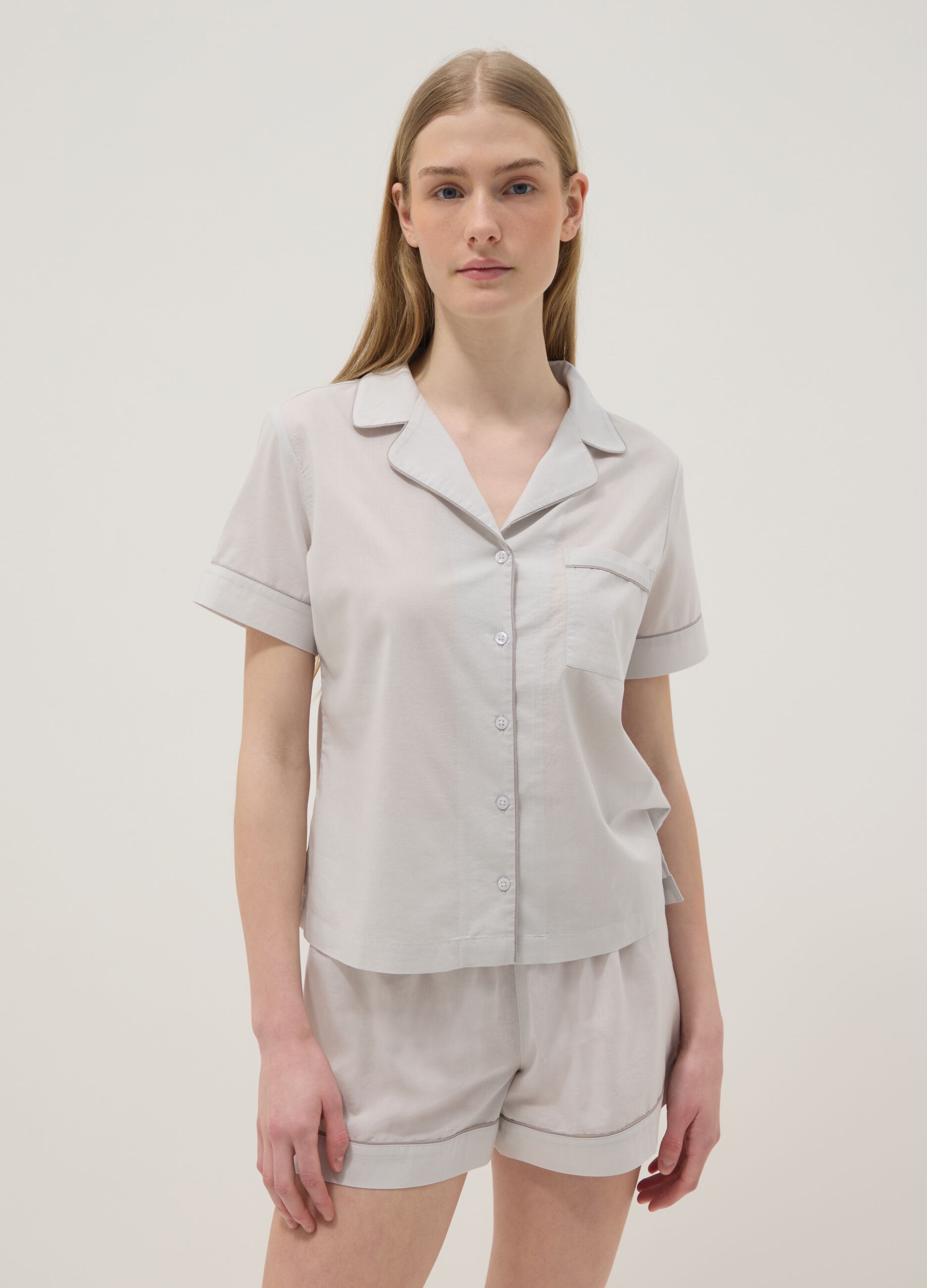 Regular-fit pure cotton grey pyjamas