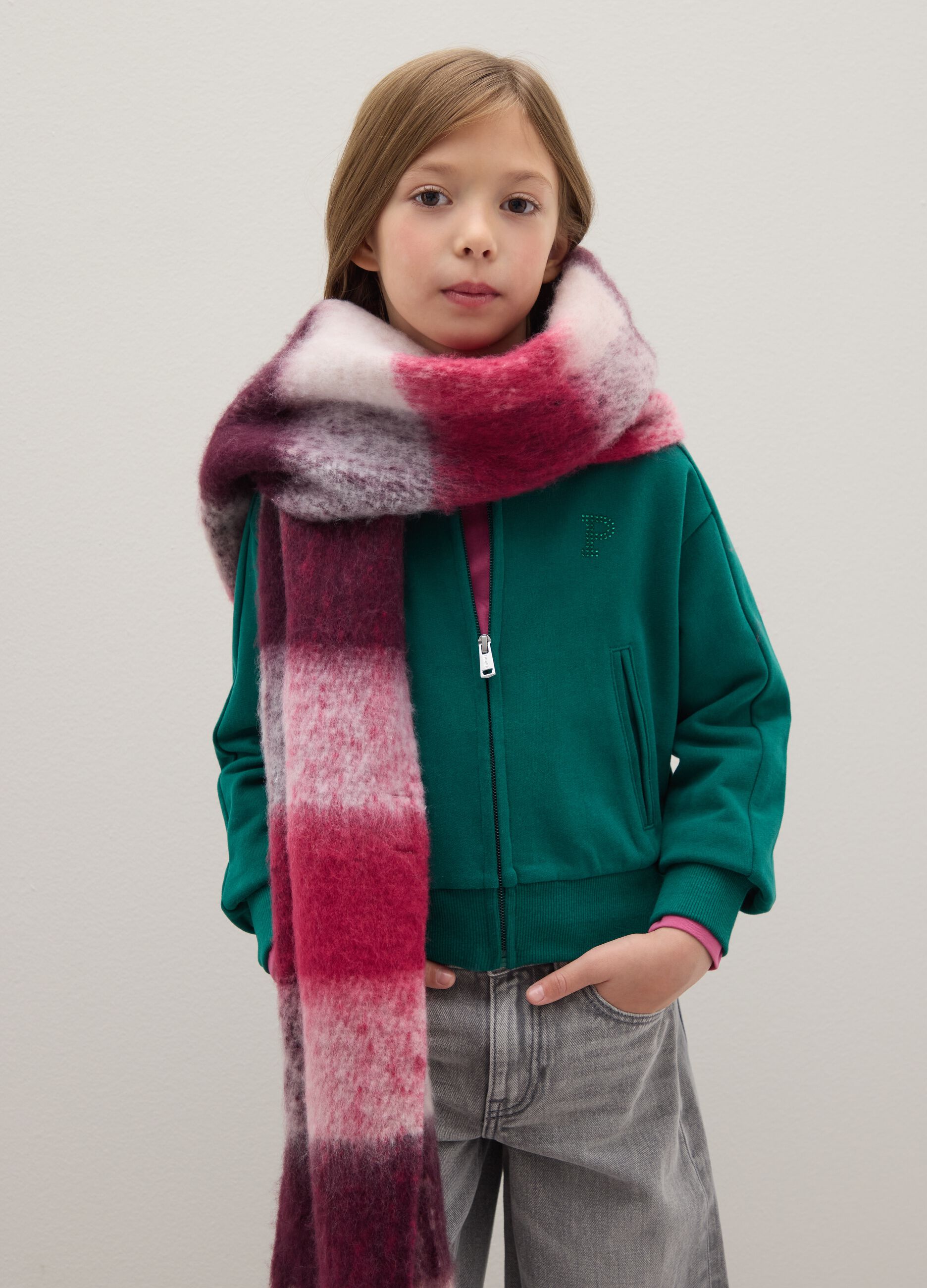 Girls' pure cotton green sweatshirt regular fit