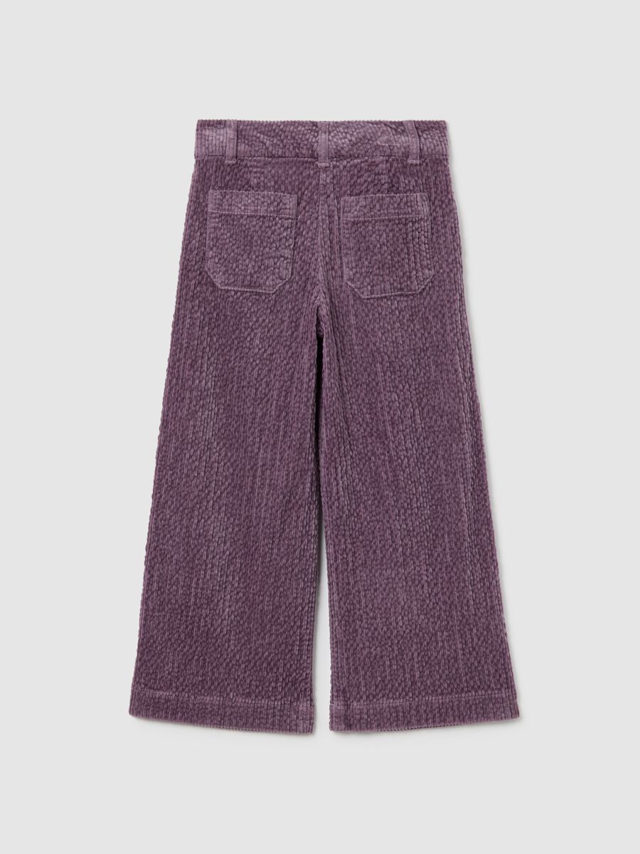 Girls' Wide Leg Purple Cotton Trousers_4