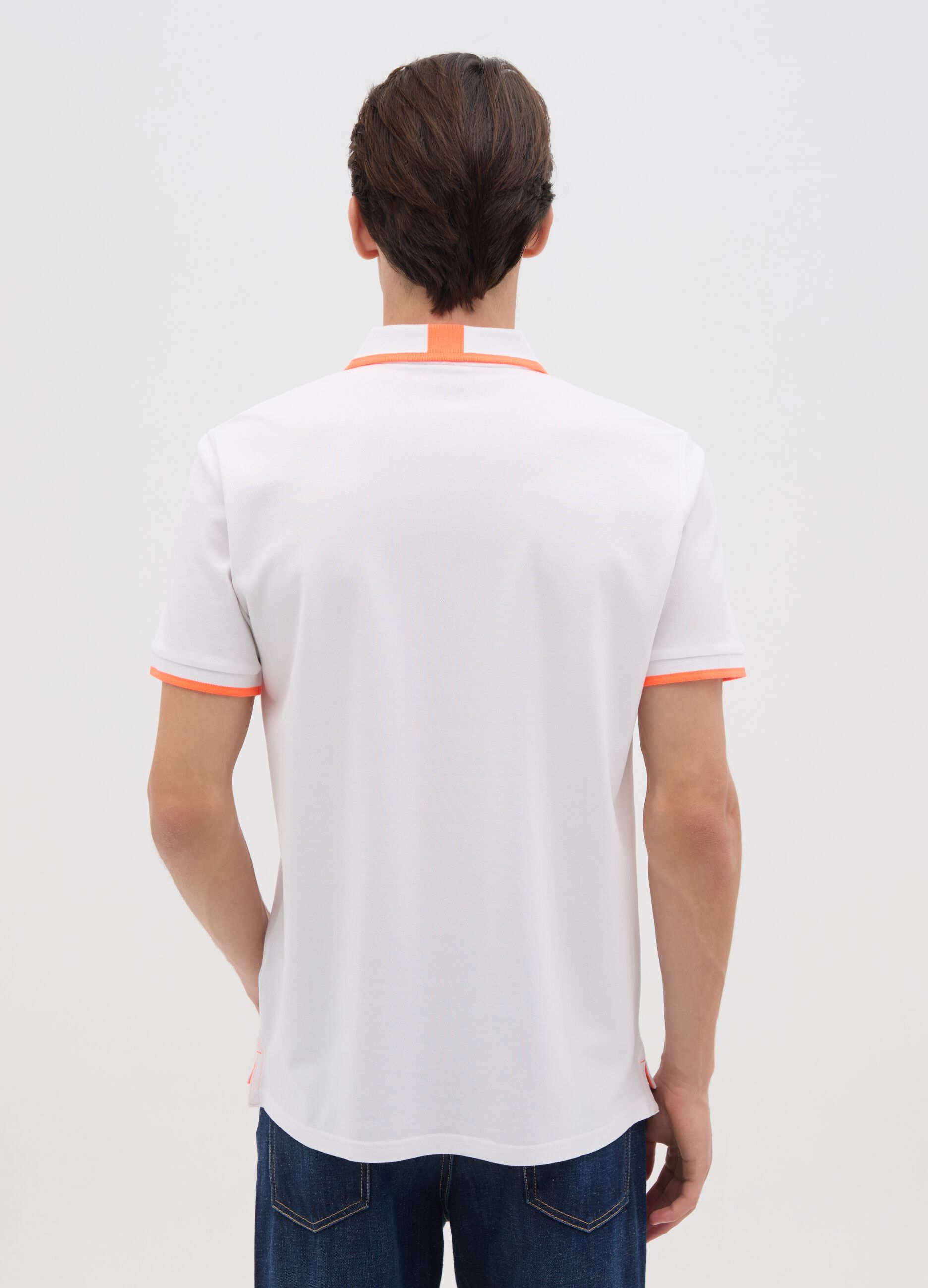 Men’s multicoloured polo shirt in stretch cotton with regular fit