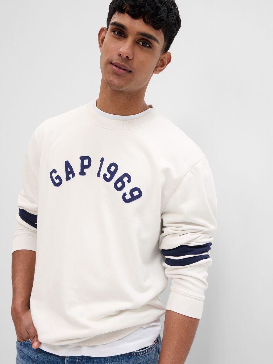 Sweatshirt with logo embroidery and contrasting bands_0