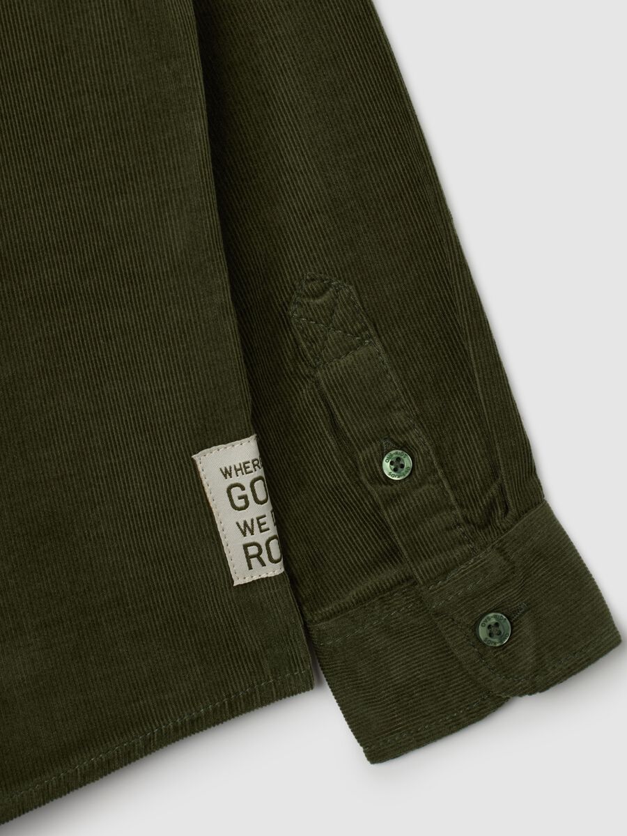 Green regular fit pure cotton child's shirt_3