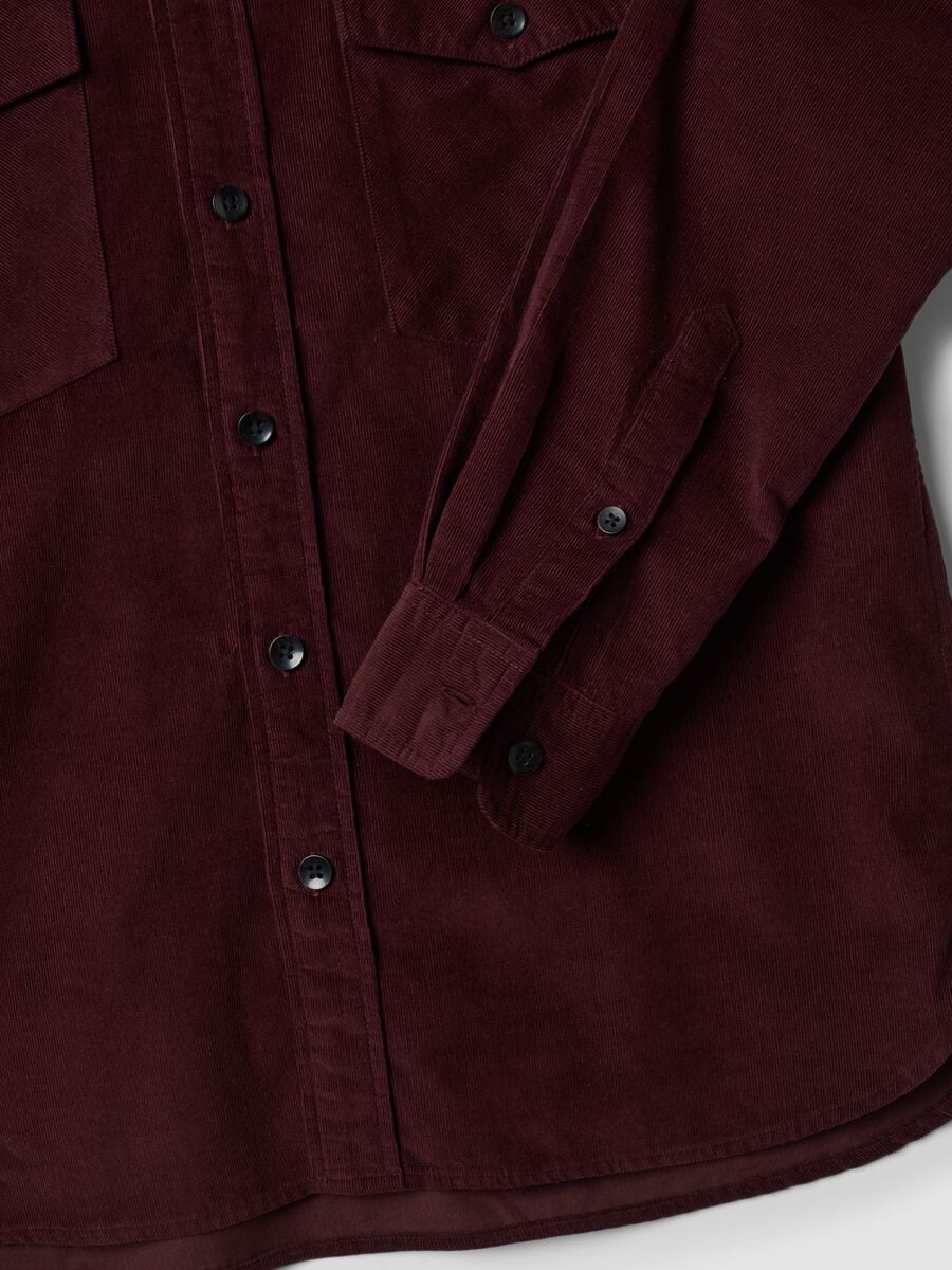 Camicia marrone in puro cotone con due tasche_5