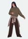 Brown cotton-blend wide-leg trousers with lace embroidery_3