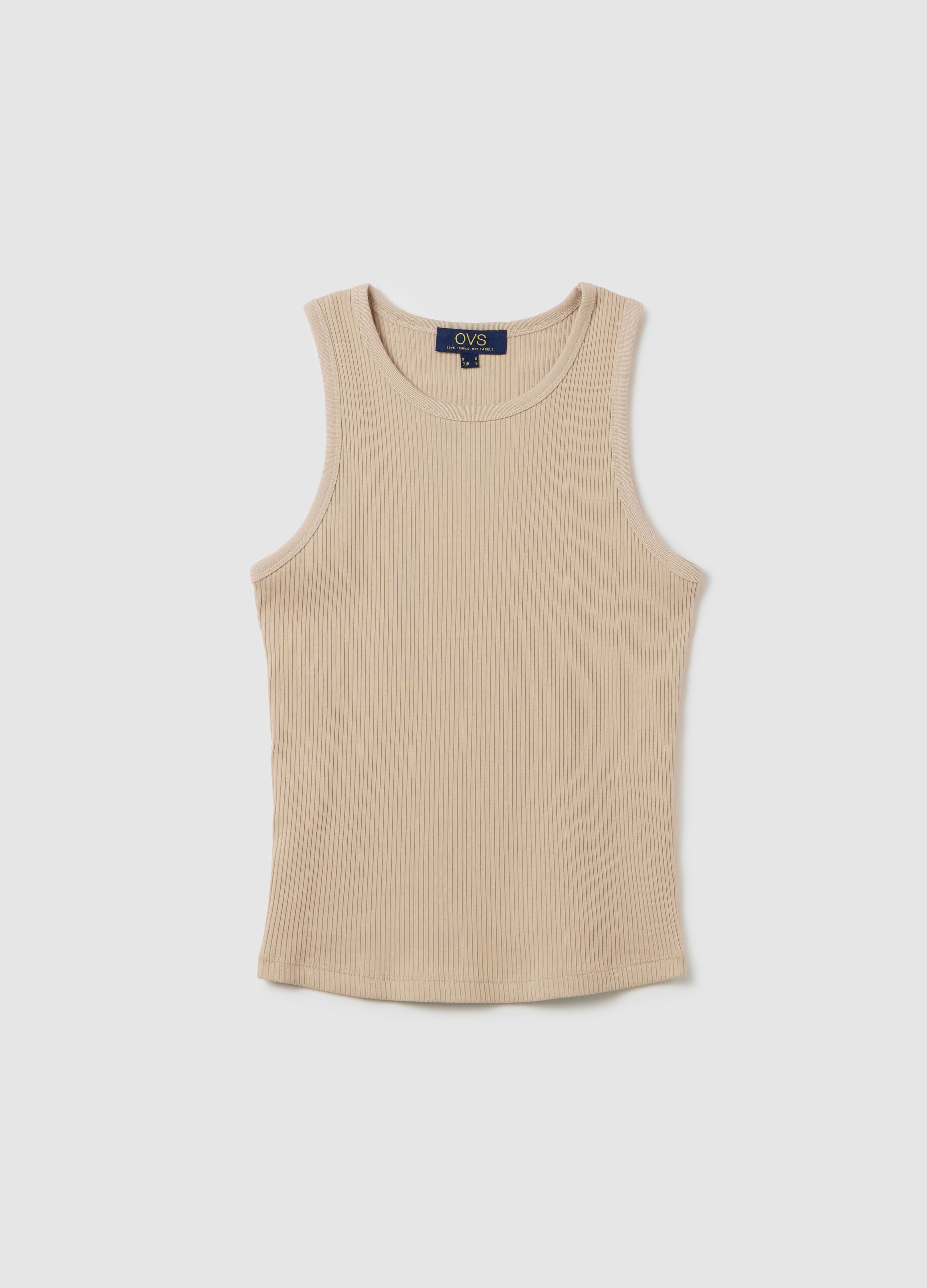 Women's beige regular fit vest top