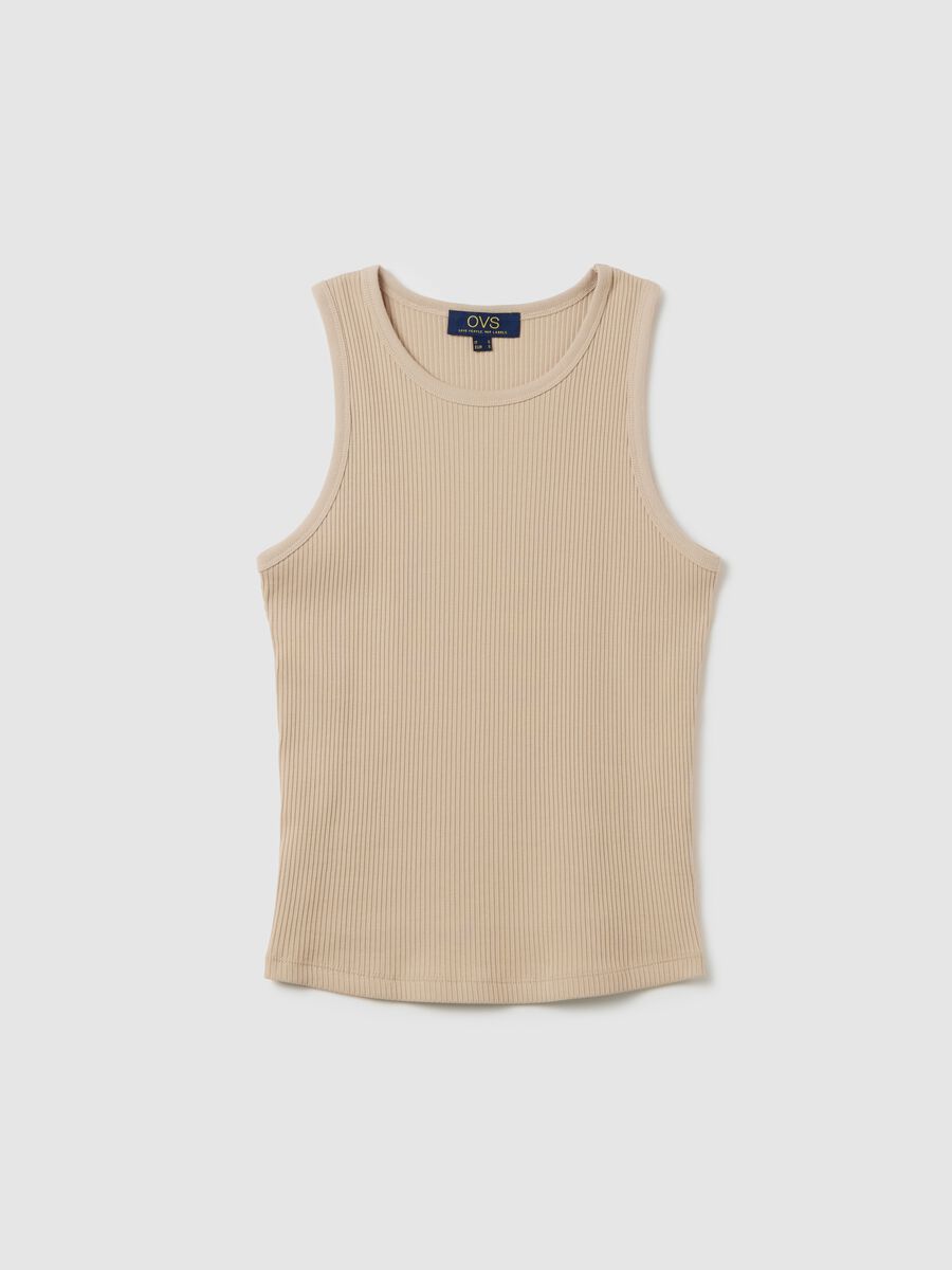 Beige Stretch Cotton Vest_4