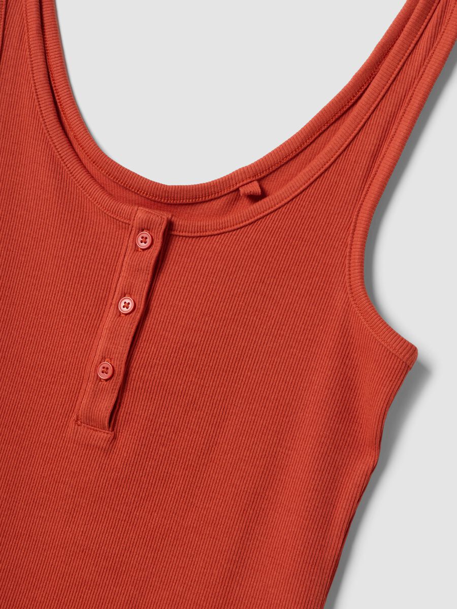 Tank top rosso in cotone elasticizzato con bottoni regular fit_6