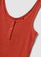 Red stretch cotton buttoned tank top, regular fit_6