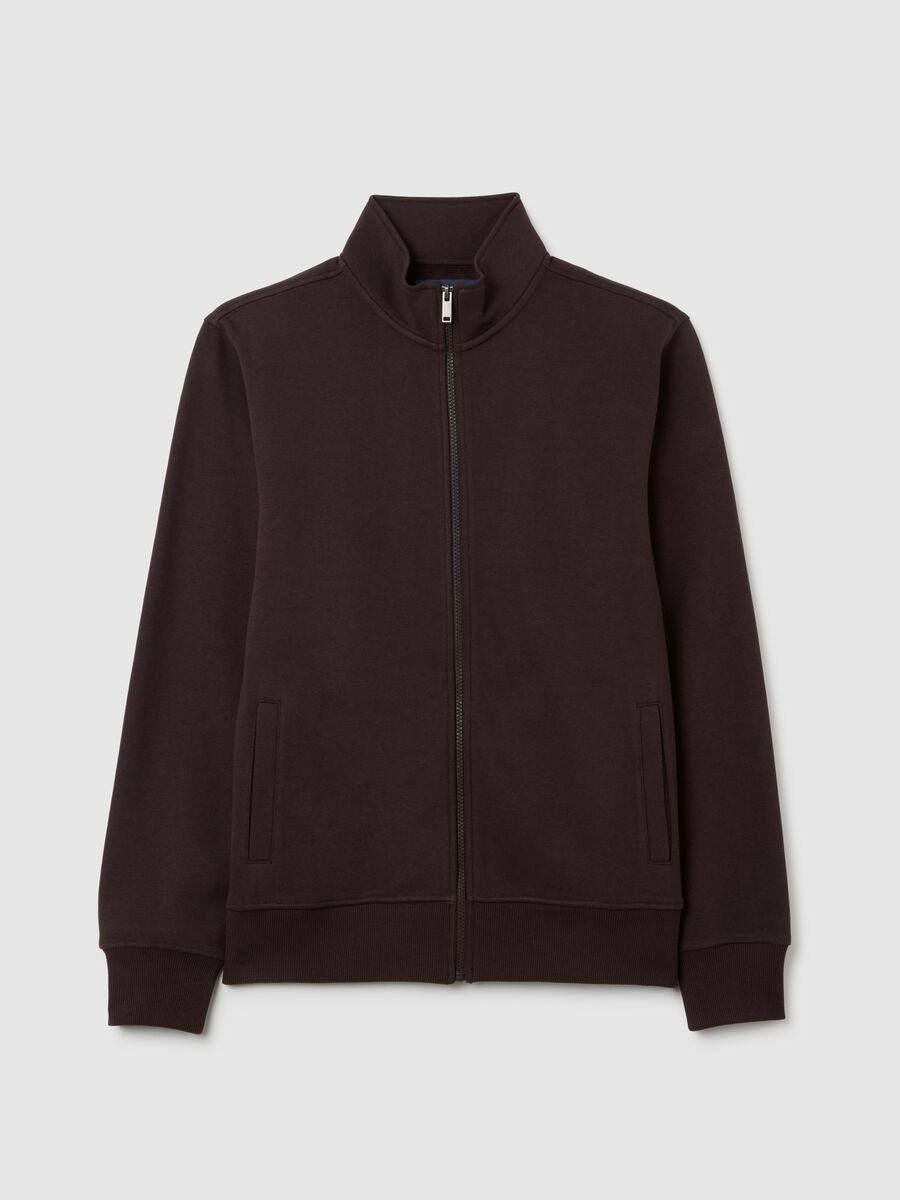 Felpa in misto cotone marrone con zip_0
