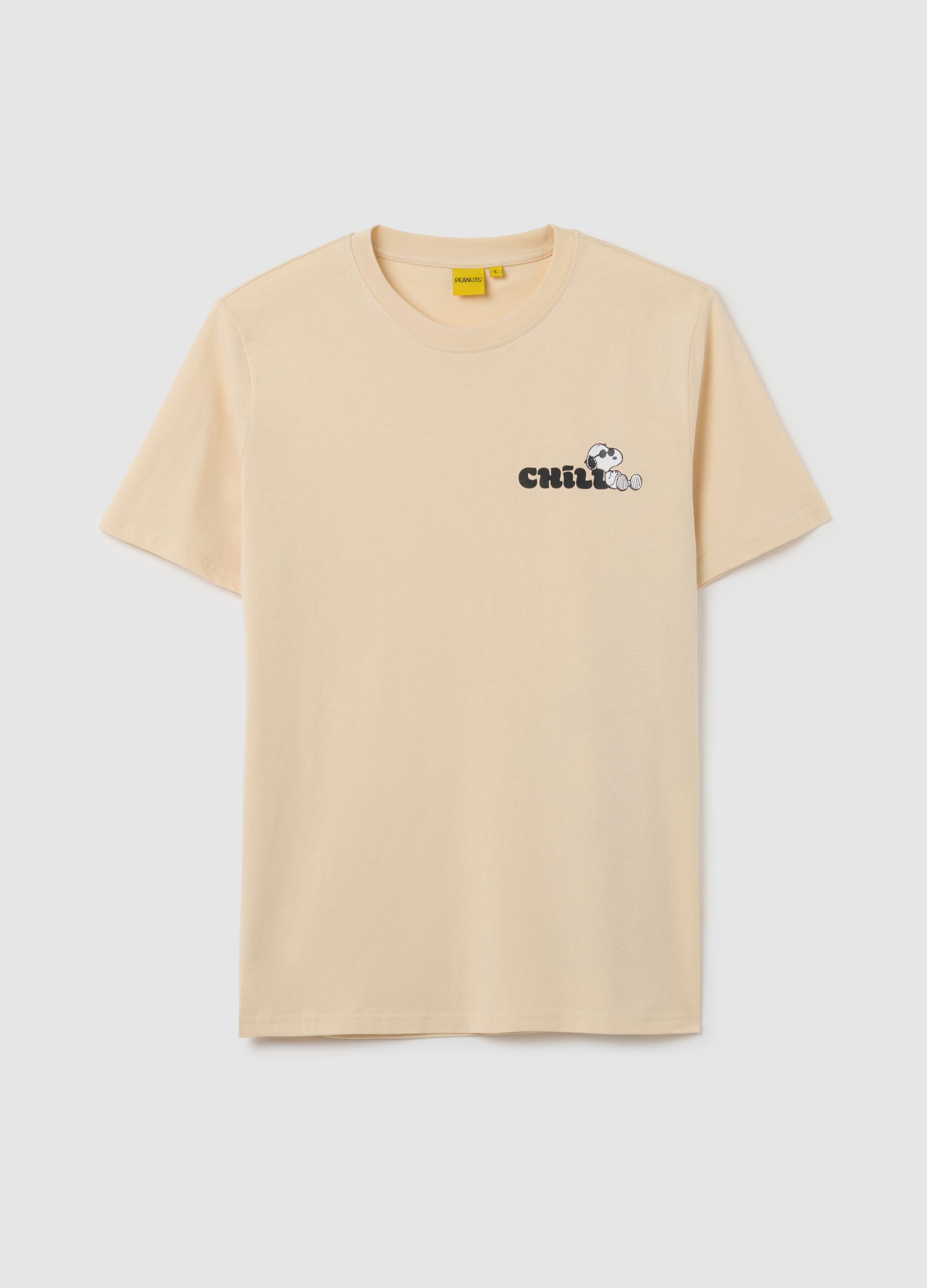 Men's regular fit beige pure cotton t-shirt